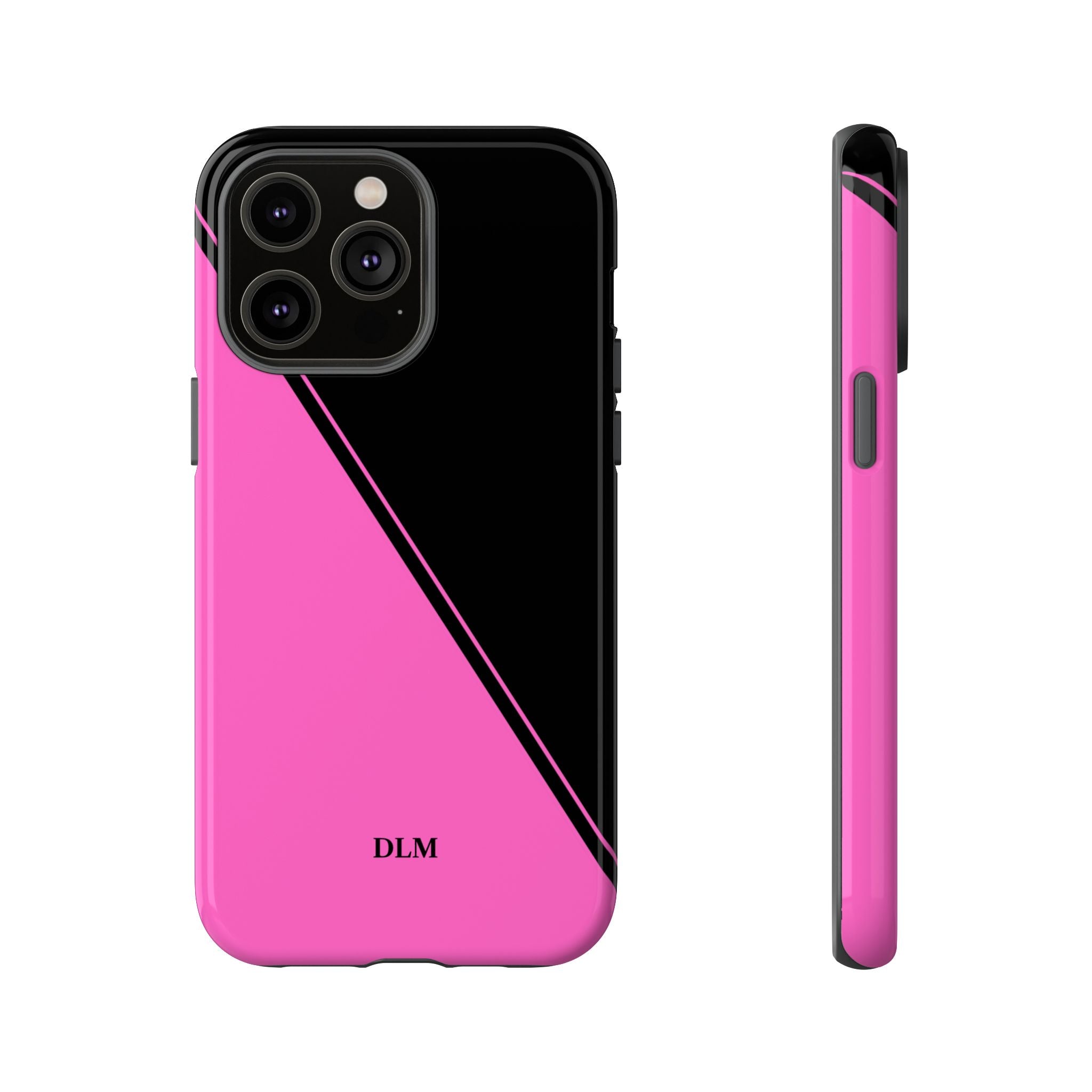 Pink/Black Two Tone Custom Initials Case
