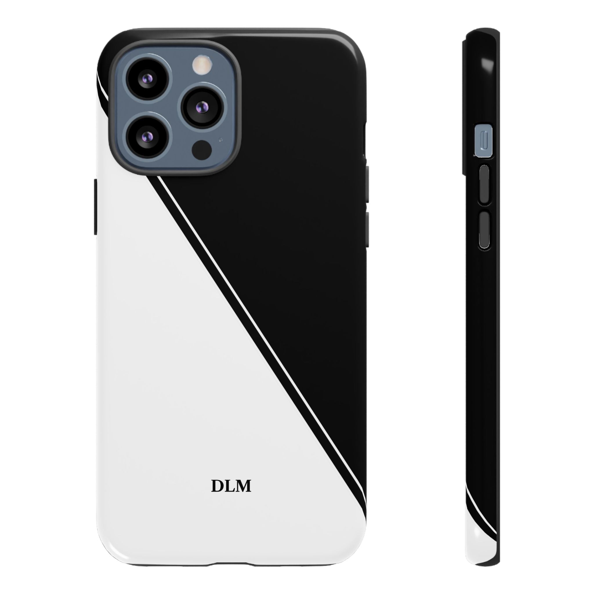White/Black Two Tone Custom Initials Case