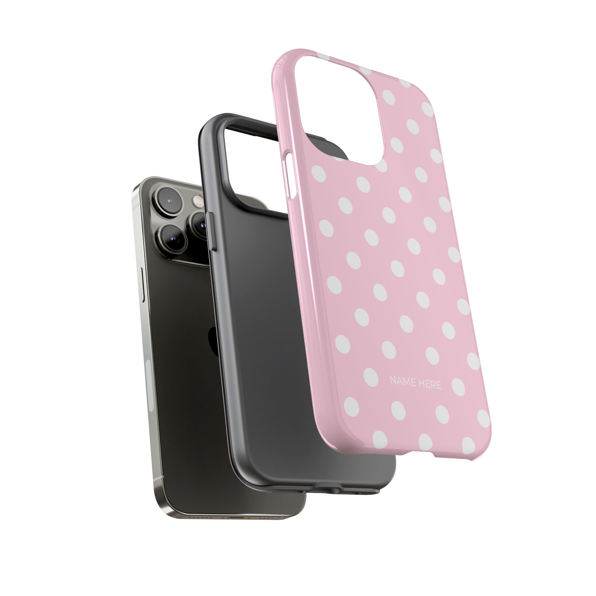 Pink & White PolkaDot Customisable Name Case