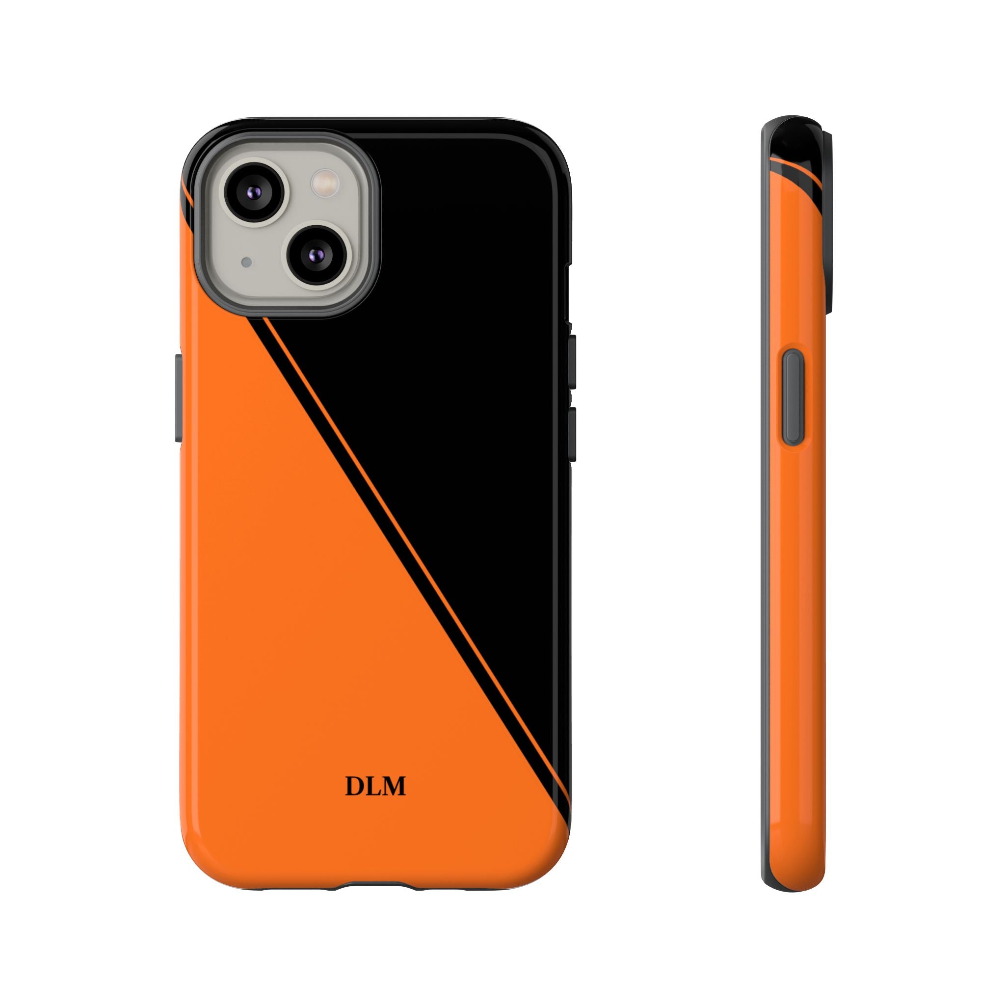 Orange/Black Two Tone Custom Initials Case