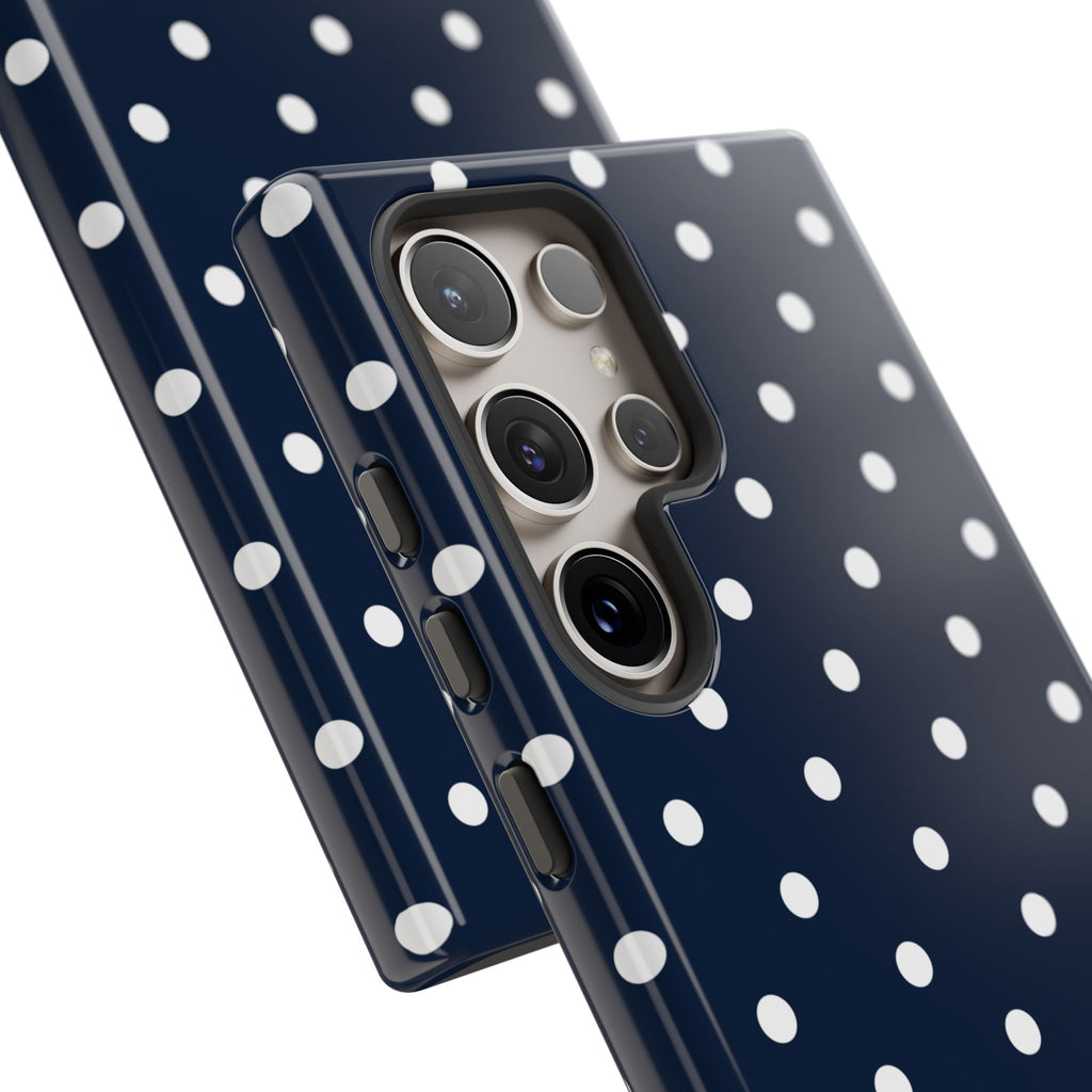 Navy Pearl Personalised Polka Dot Case