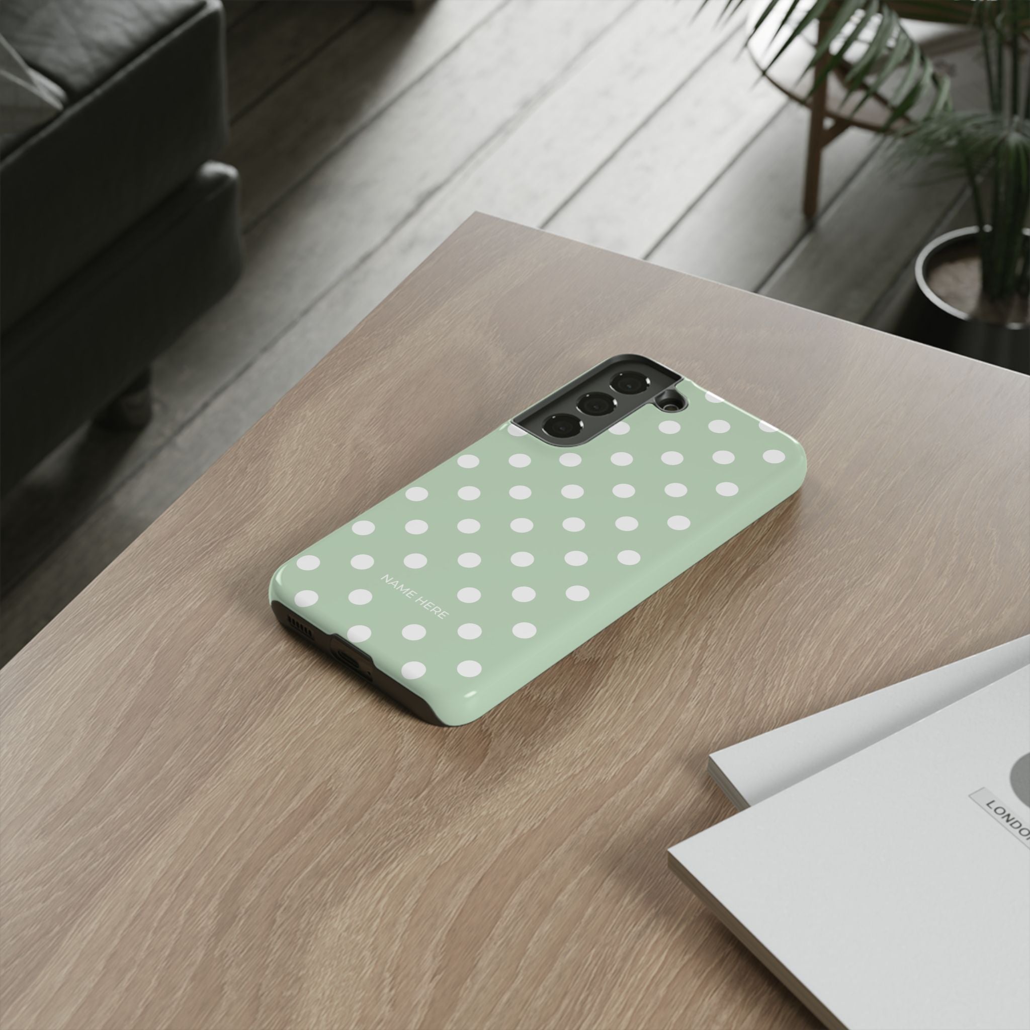 Green & White Polka Dot Customisable Case