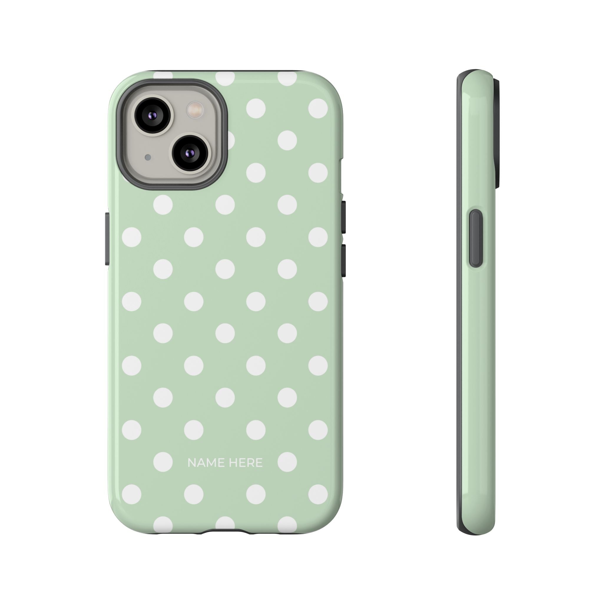 Green & White Polka Dot Customisable Case