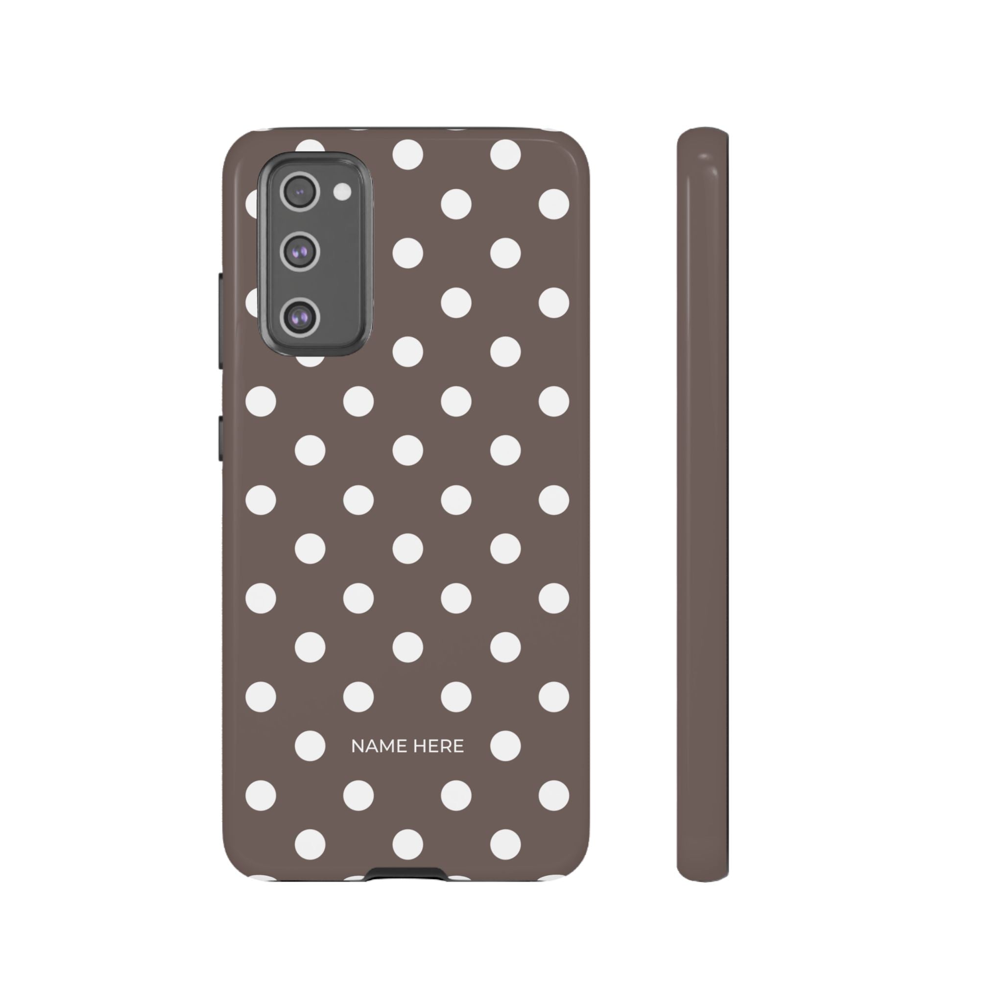 Brown & White PolkaDot Customisable Case