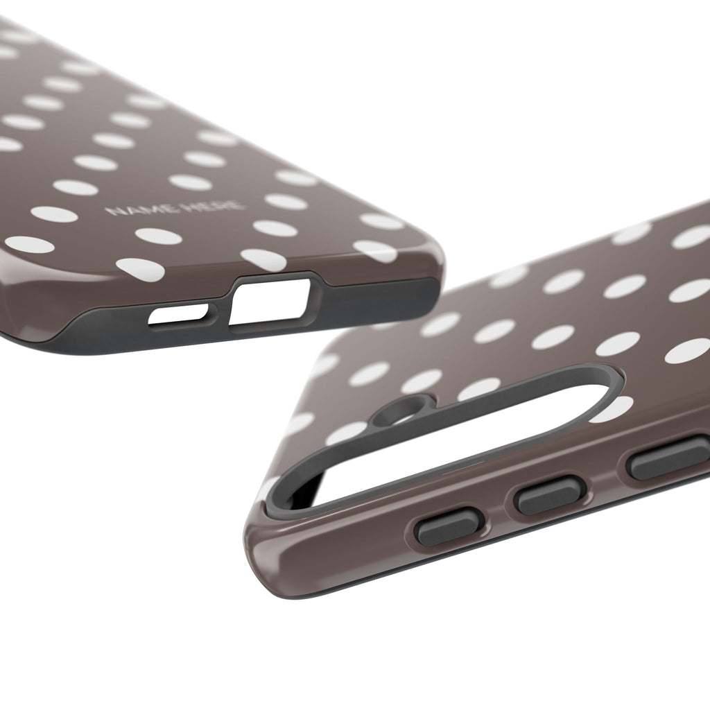 Brown & White PolkaDot Customisable Case