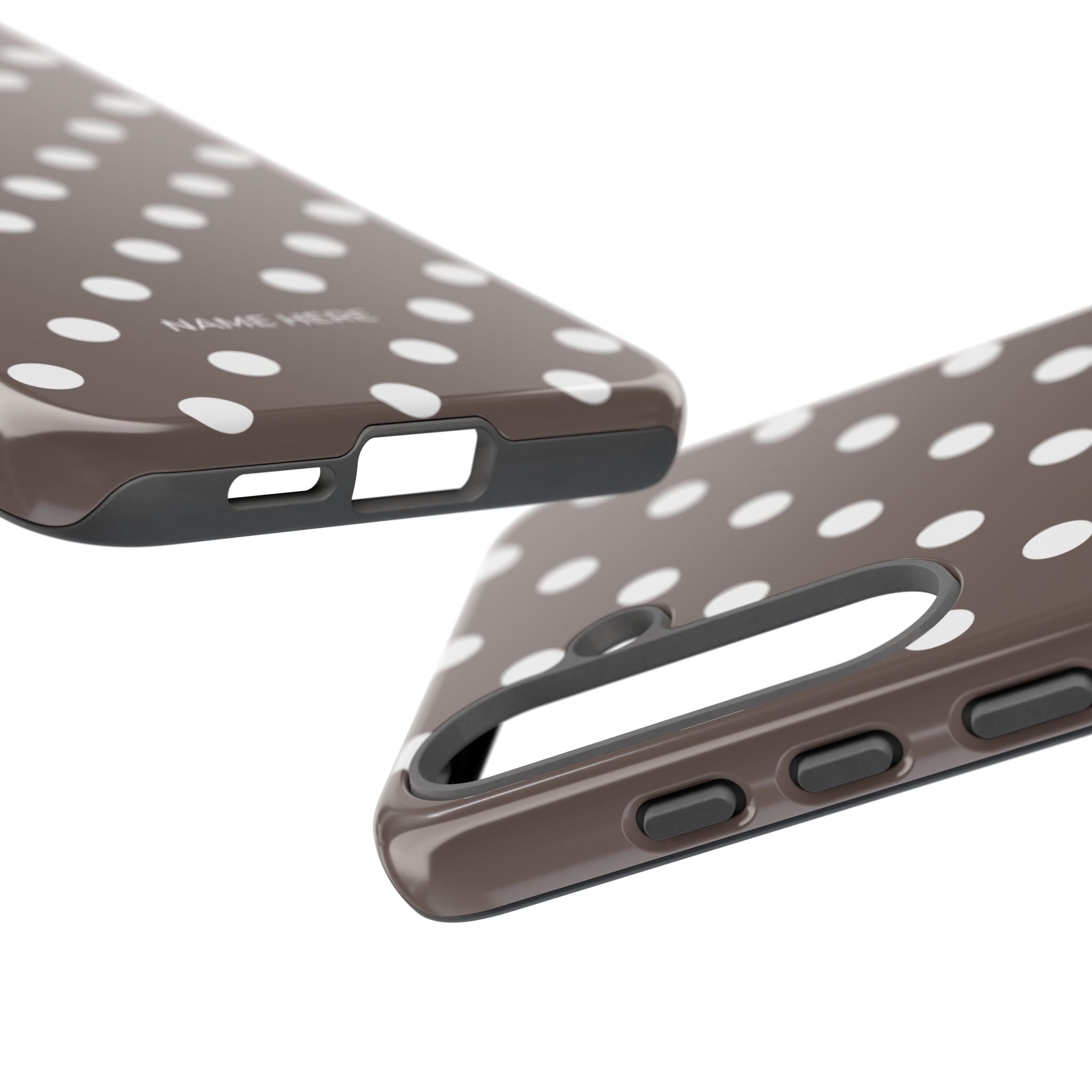 Brown & White PolkaDot Customisable Case