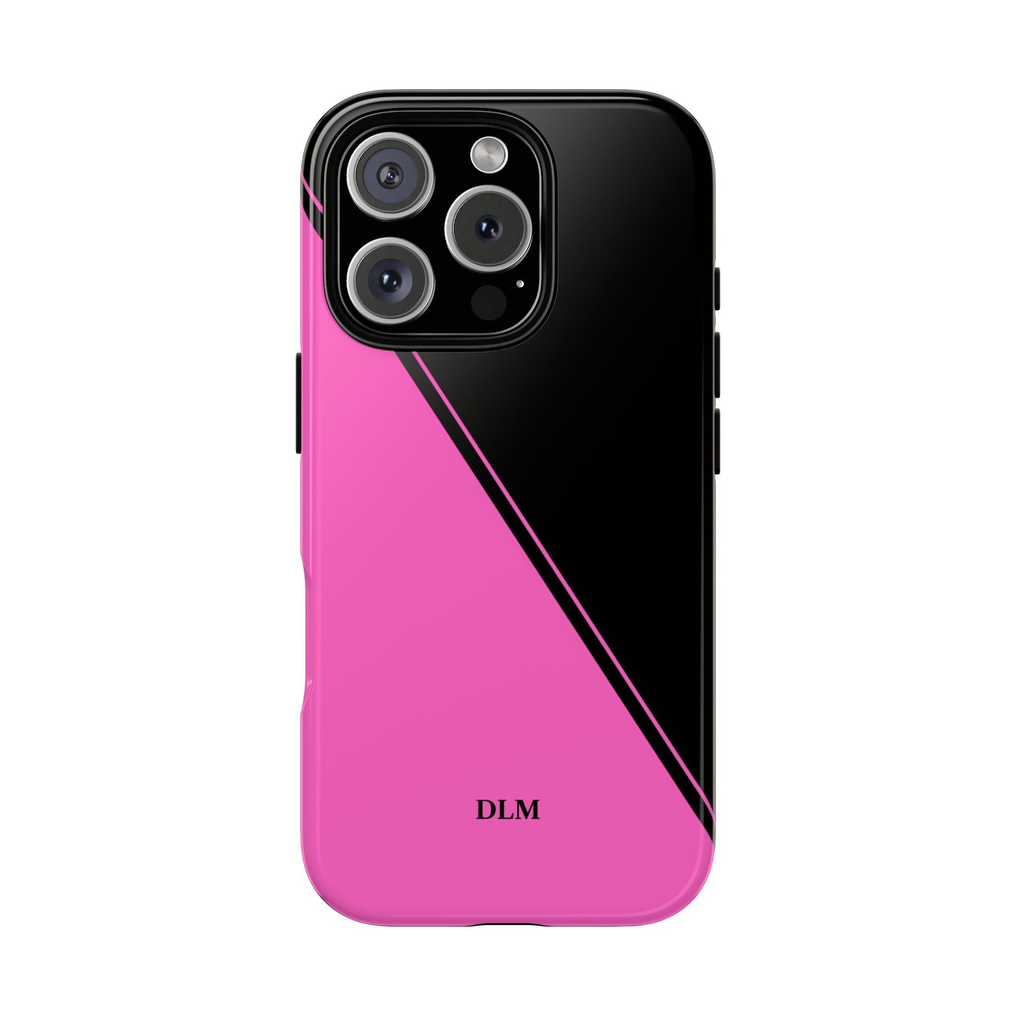 Pink/Black Two Tone Custom Initials Case