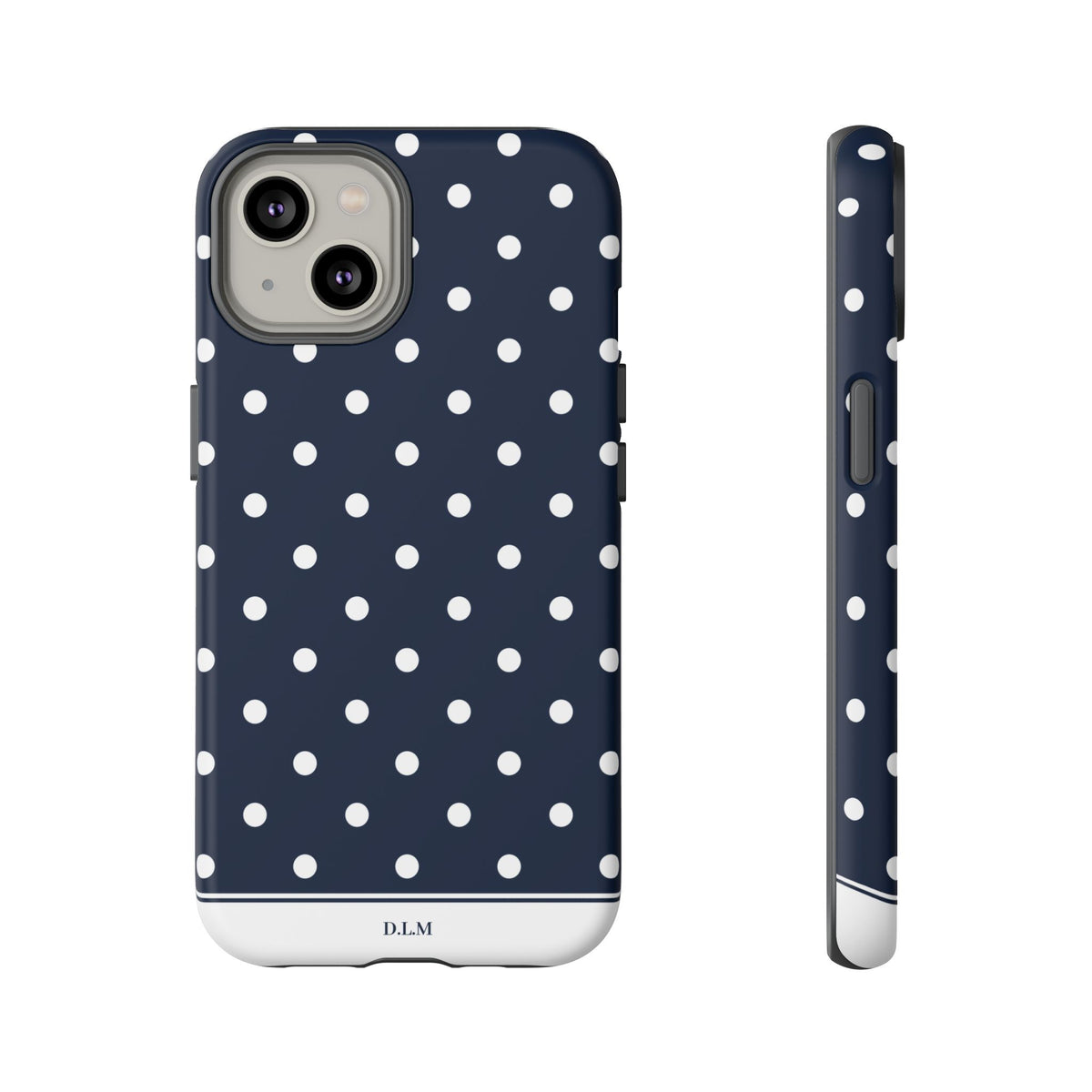 Navy Pearl Personalised Polka Dot Case