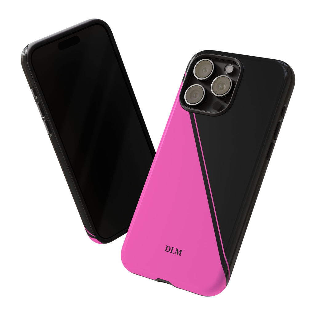 Pink/Black Two Tone Custom Initials Case