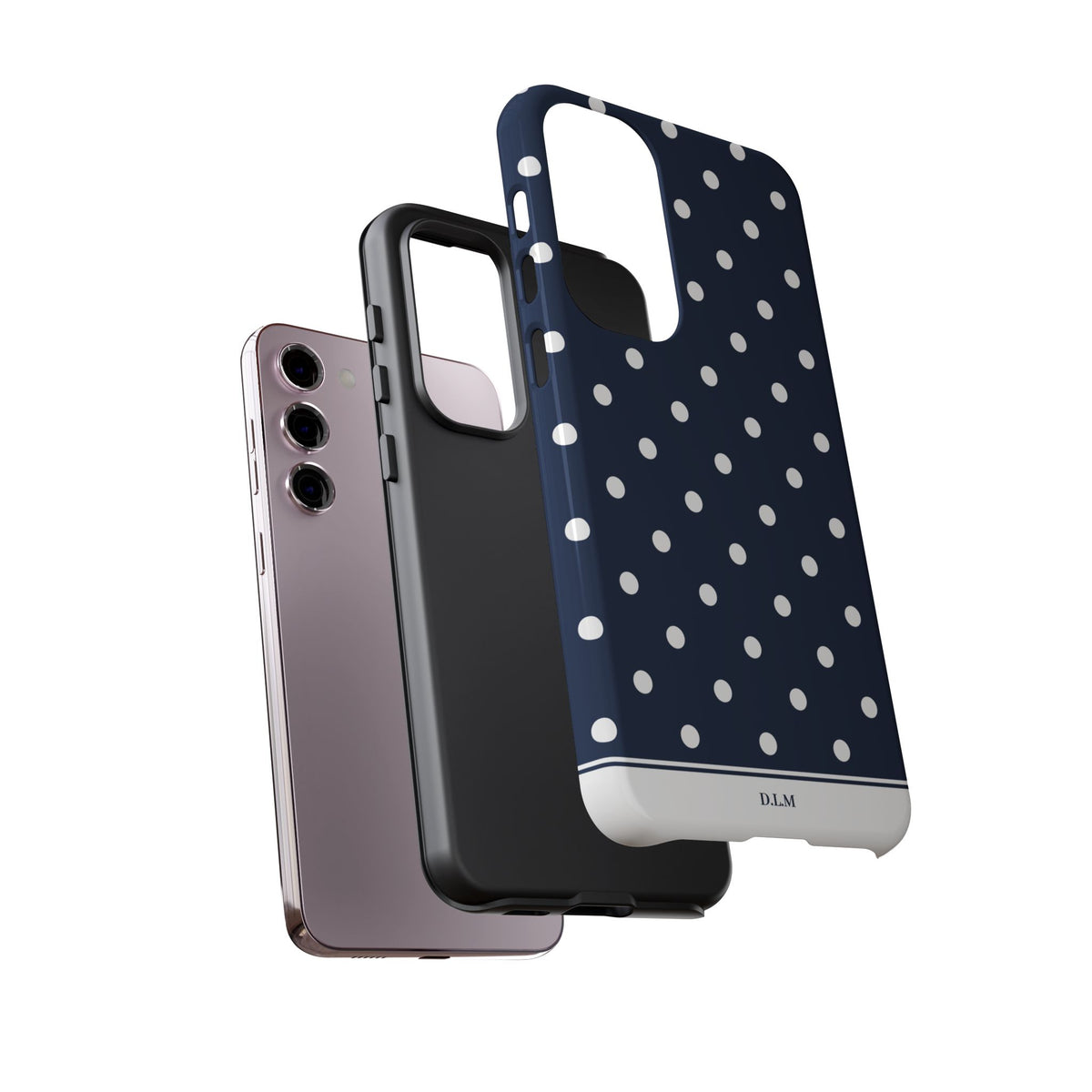 Navy Pearl Personalised Polka Dot Case