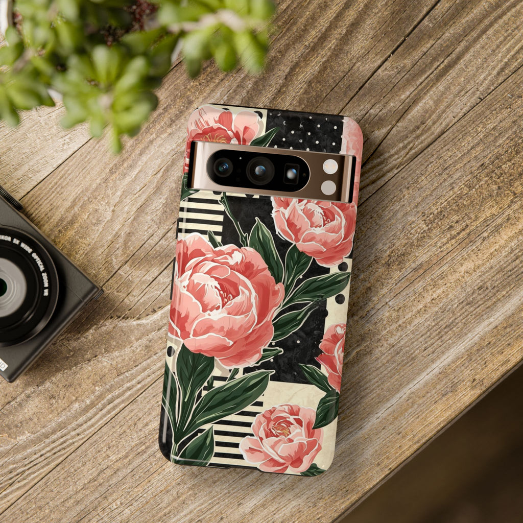 Pink Peony Stripes & Polka Dots
