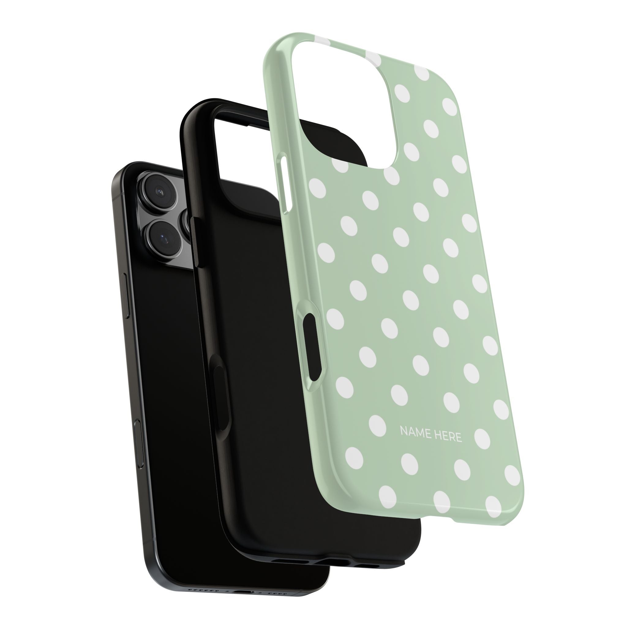 Green & White Polka Dot Customisable Case