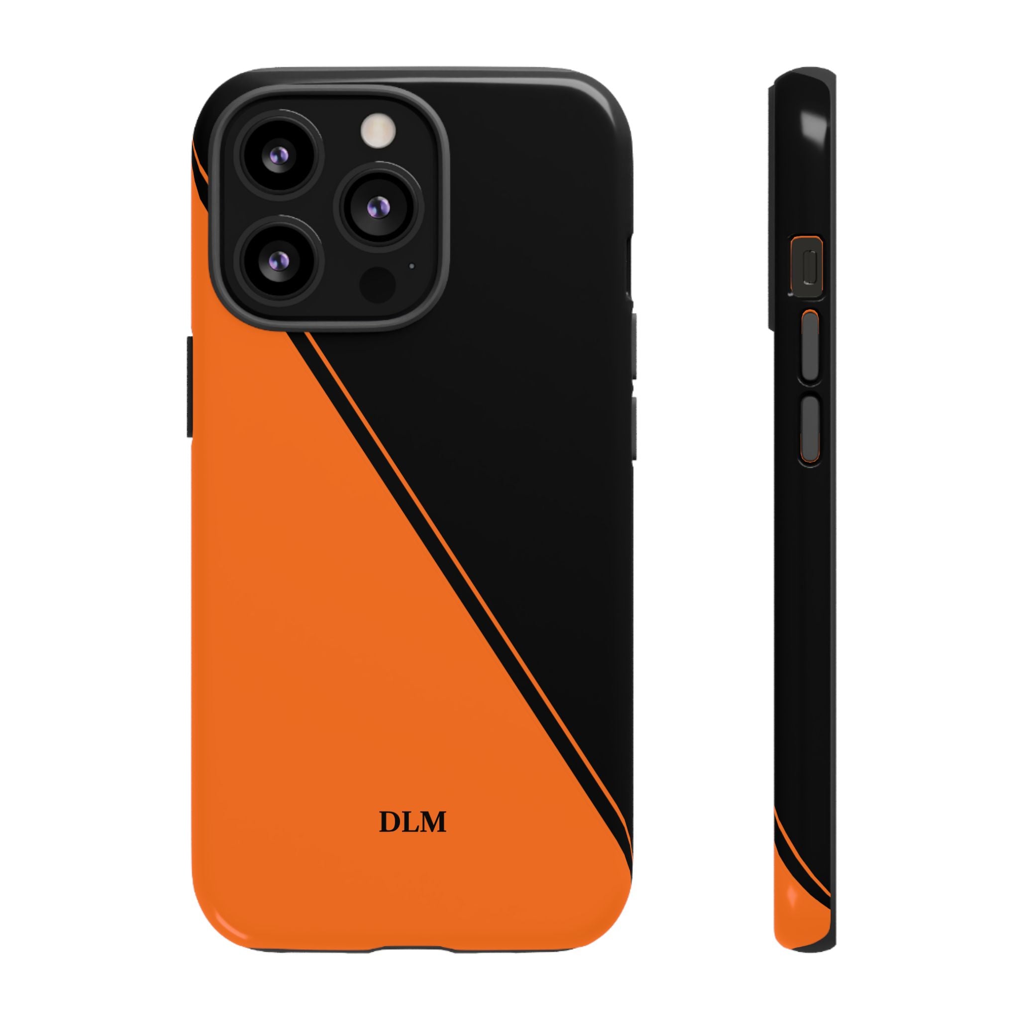Orange/Black Two Tone Custom Initials Case
