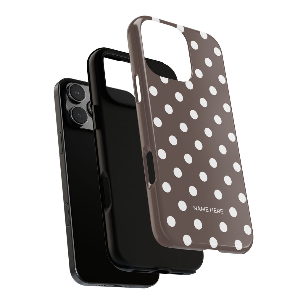 Brown & White PolkaDot Customisable Case