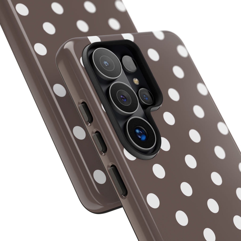 Brown & White PolkaDot Customisable Case
