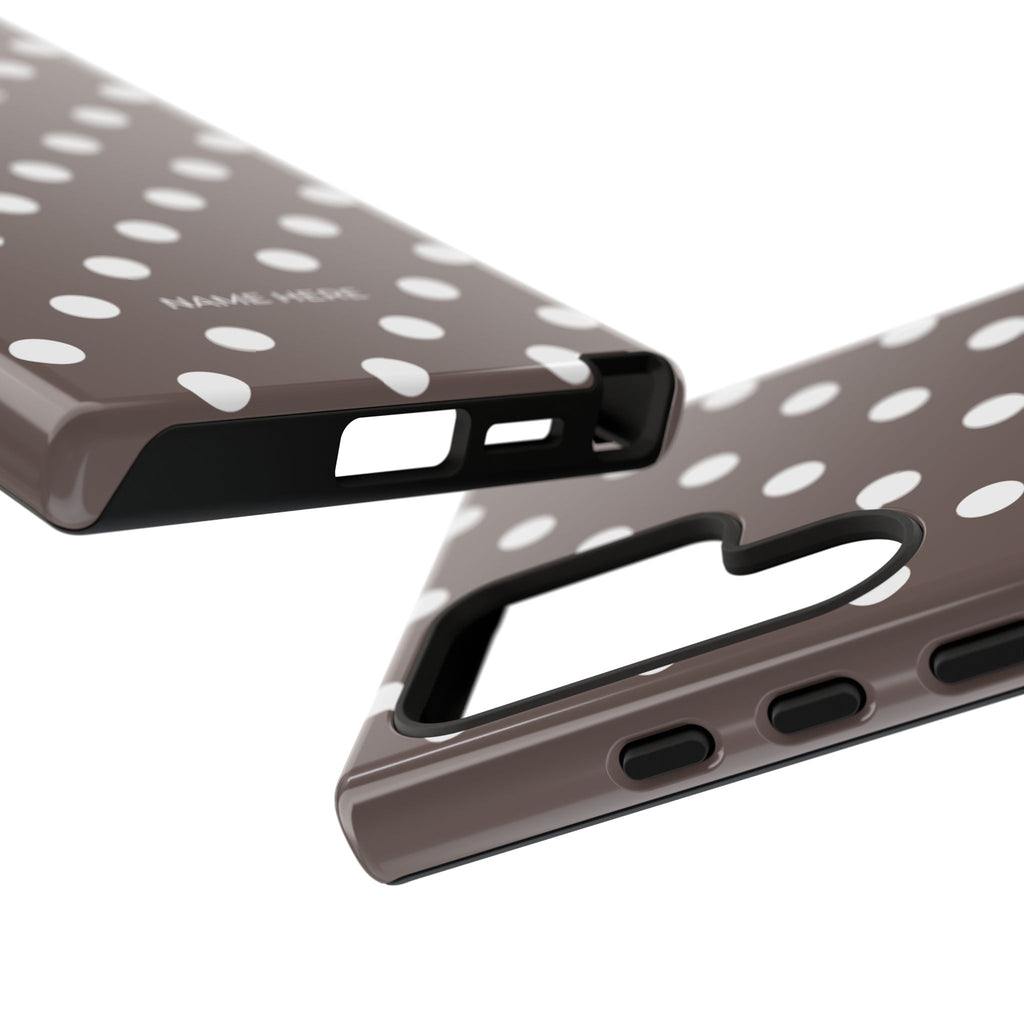 Brown & White PolkaDot Customisable Case