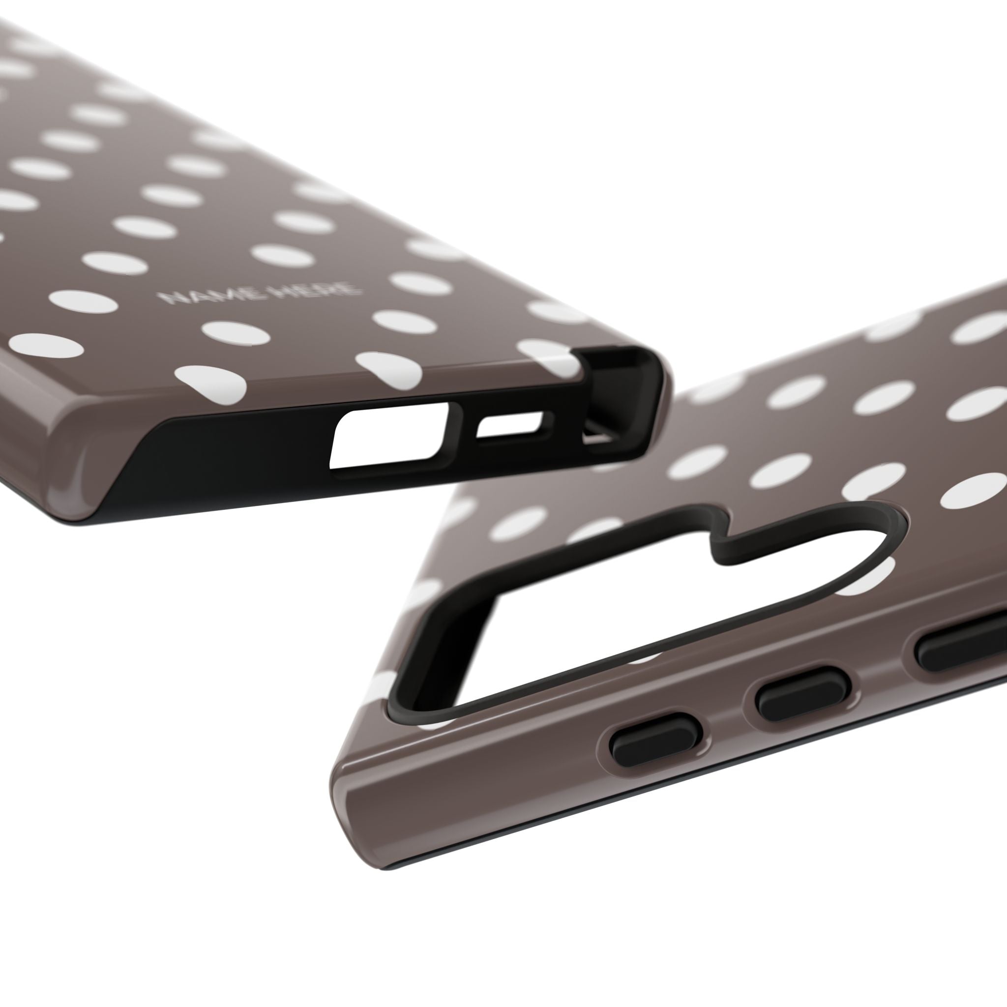 Brown & White PolkaDot Customisable Case