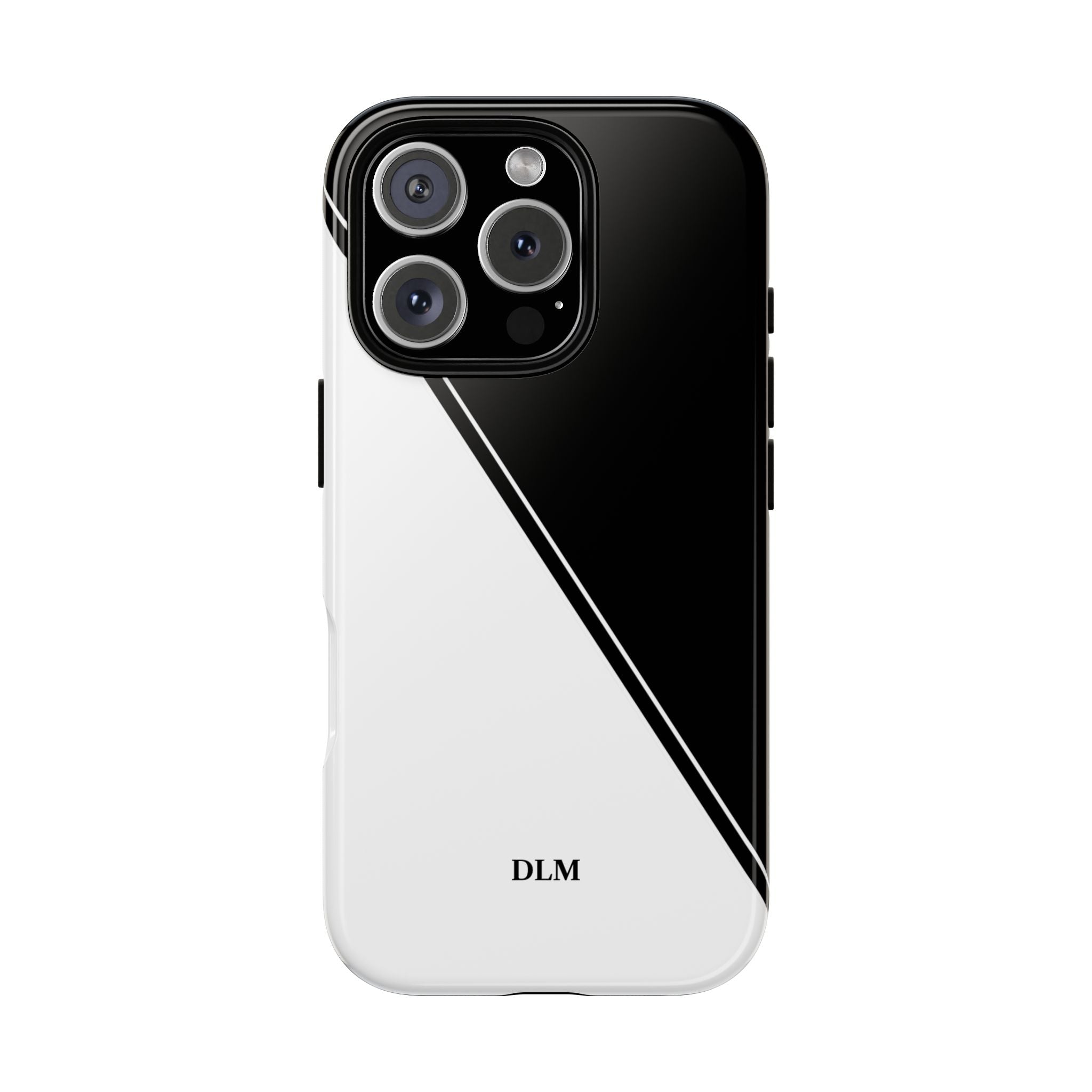 White/Black Two Tone Custom Initials Case