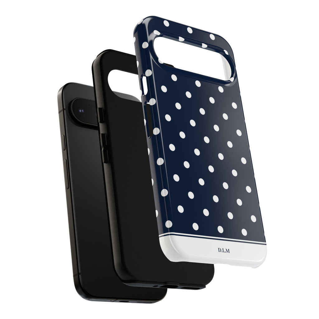 Navy Pearl Personalised Polka Dot Case