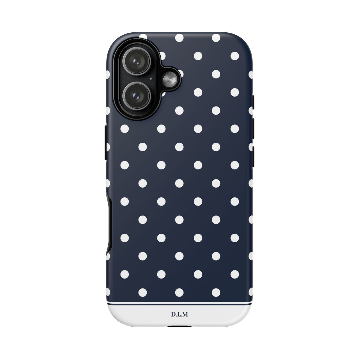 Navy Pearl Personalised Polka Dot Case