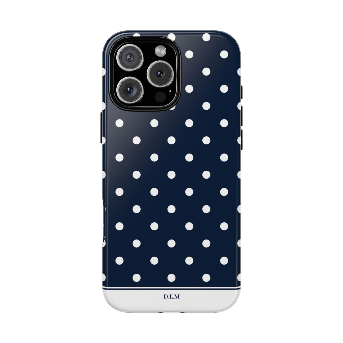 Navy Pearl Personalised Polka Dot Case