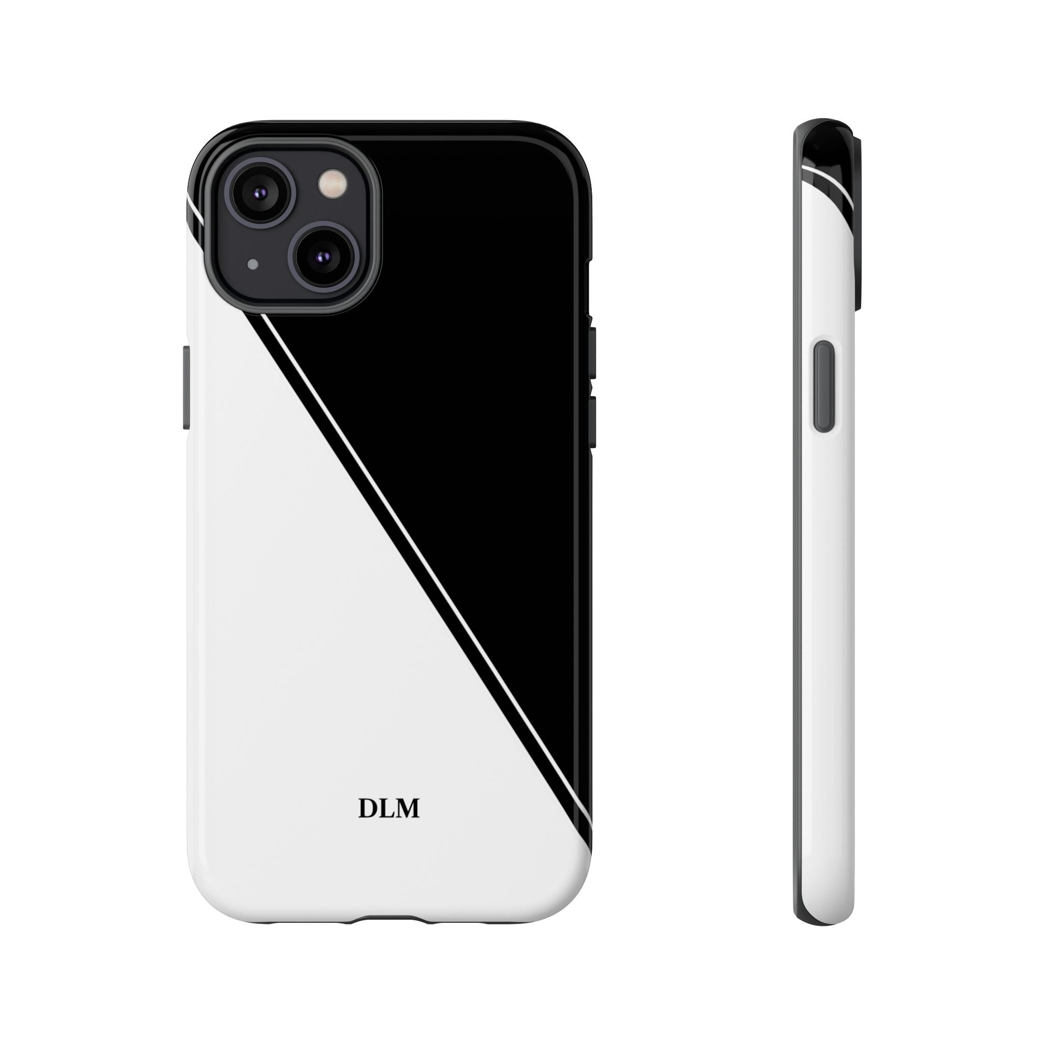 White/Black Two Tone Custom Initials Case