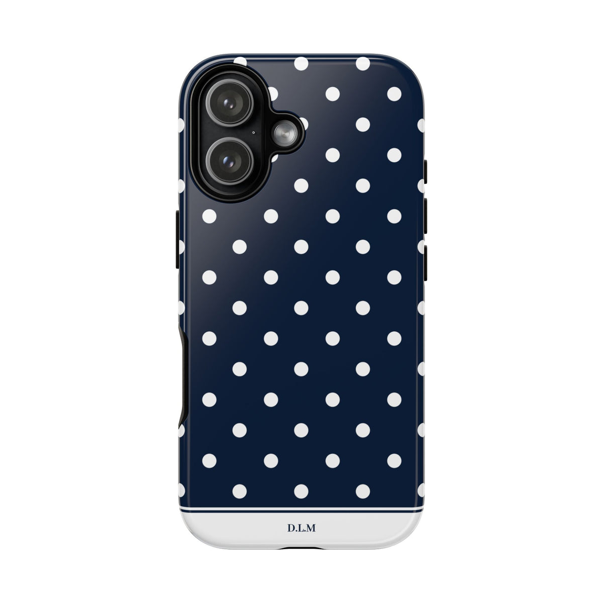 Navy Pearl Personalised Polka Dot Case