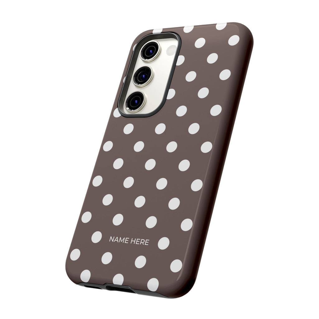 Brown & White PolkaDot Customisable Case