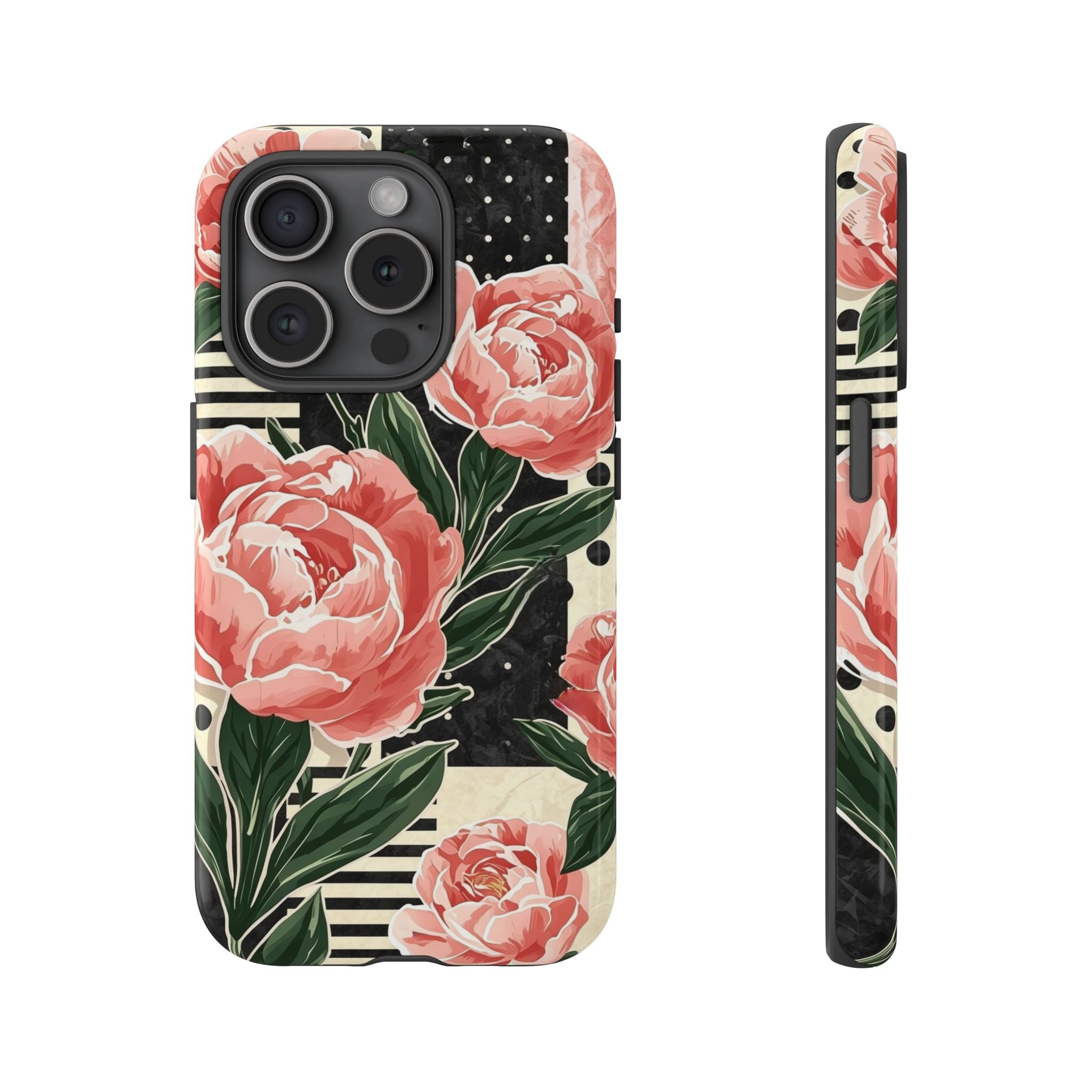 Pink Peony Stripes & Polka Dots