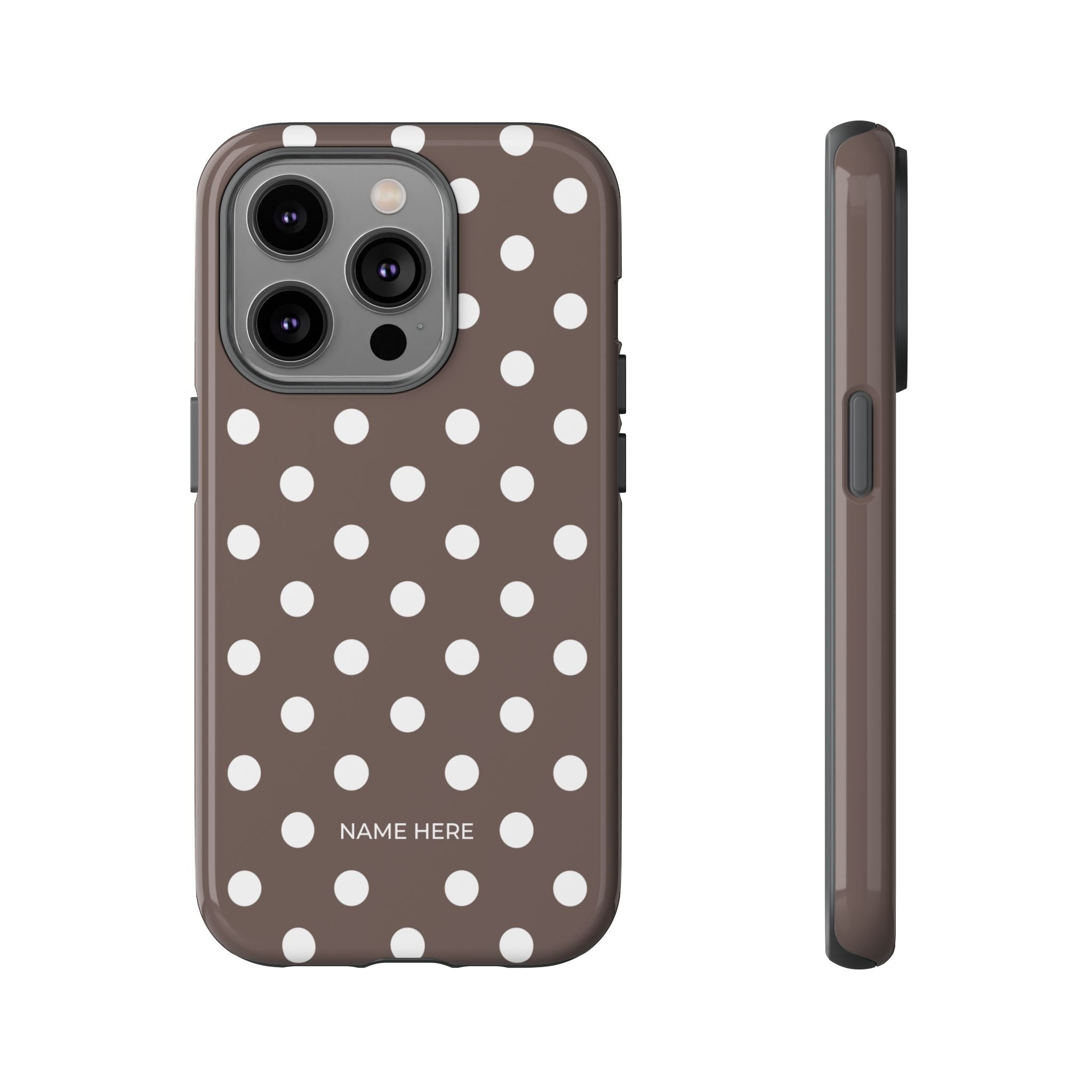 Brown & White PolkaDot Customisable Case