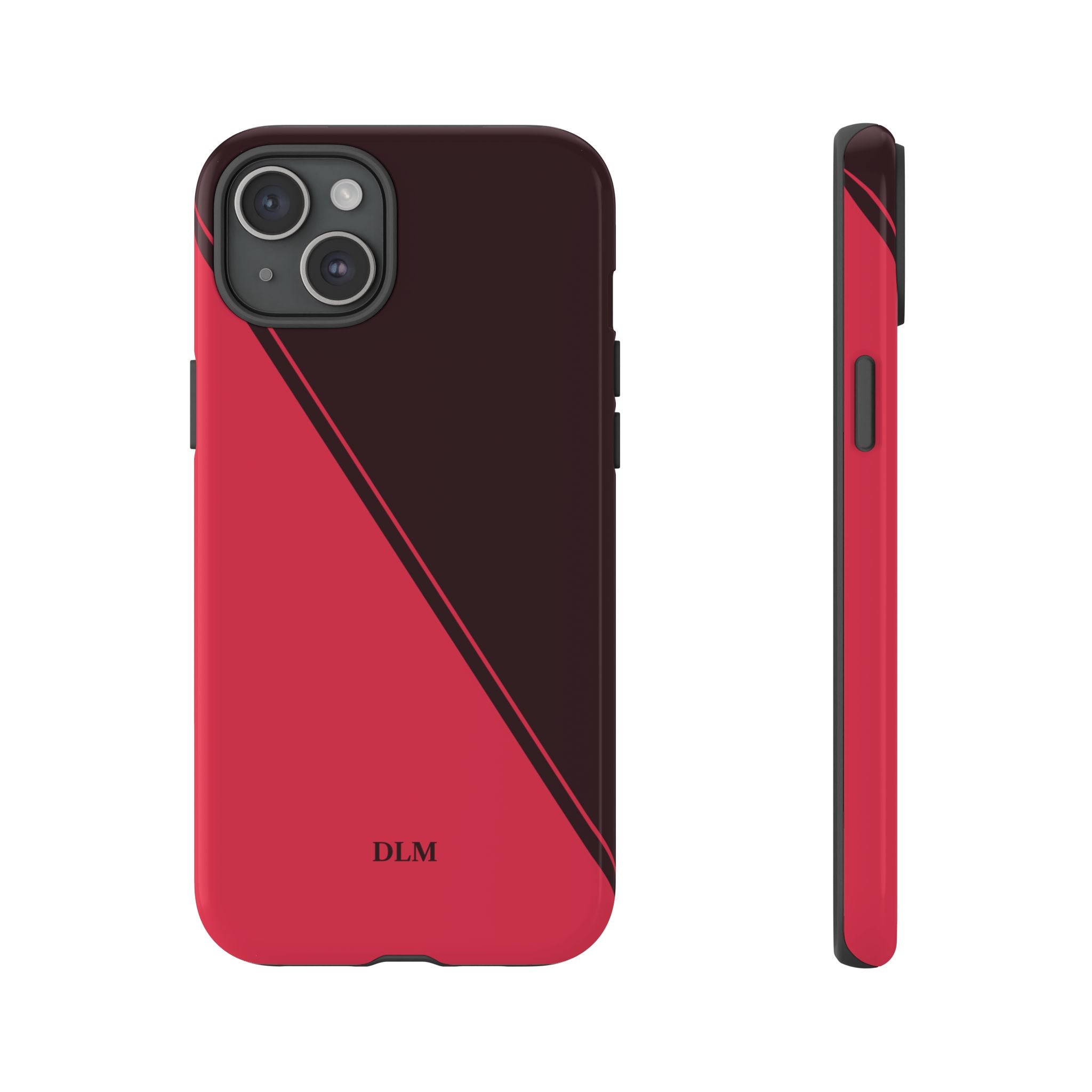 Red/Brown Two Tone Custom Initials Case