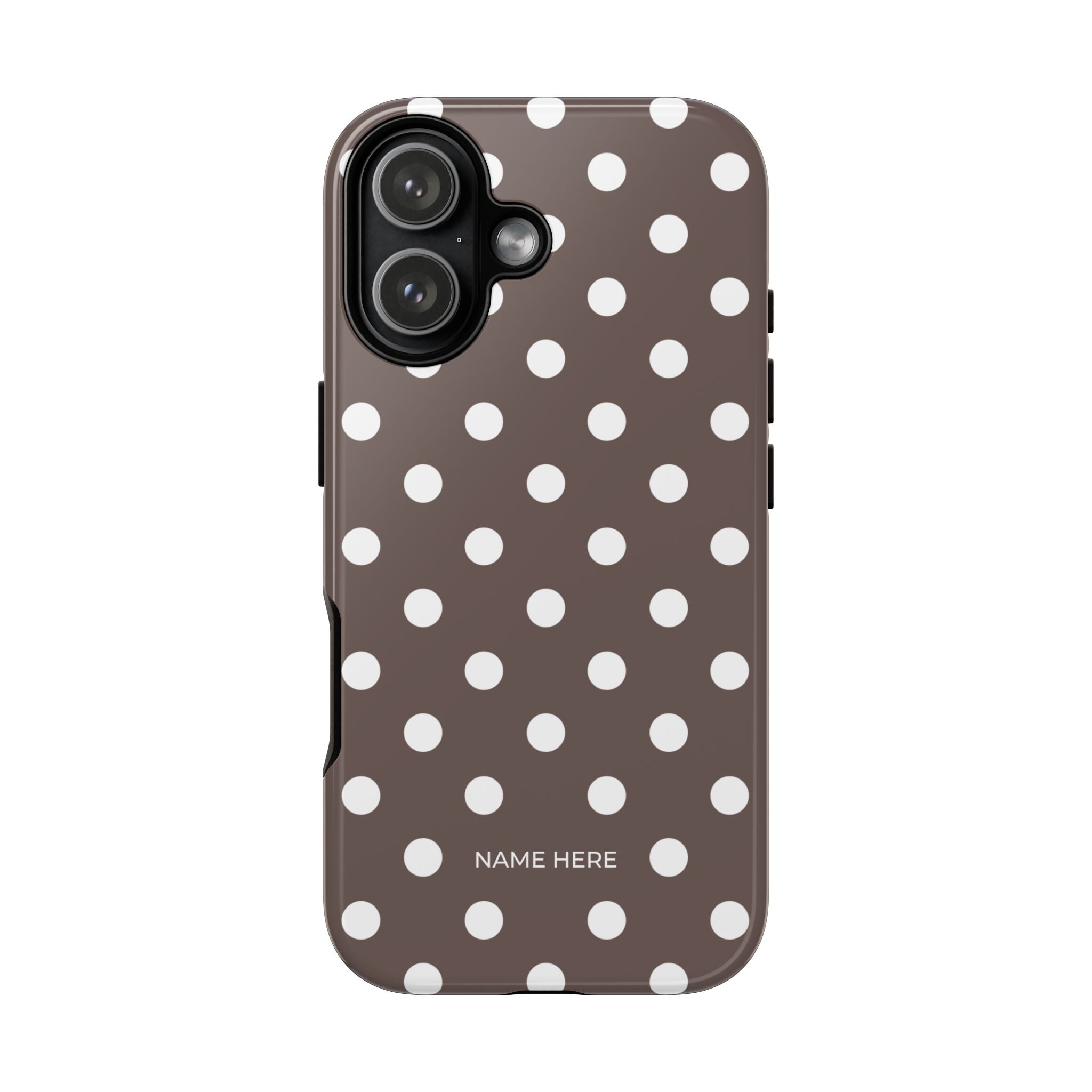Brown & White PolkaDot Customisable Case