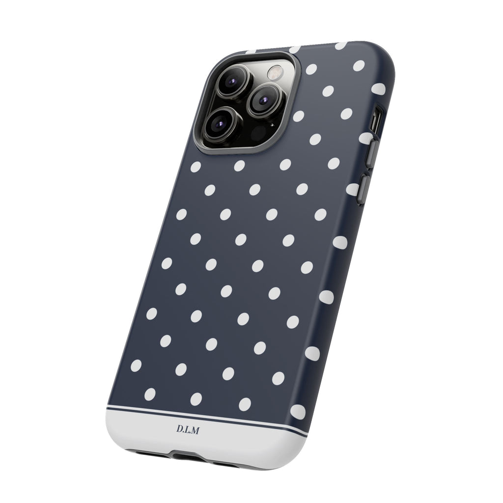 Navy Pearl Personalised Polka Dot Case