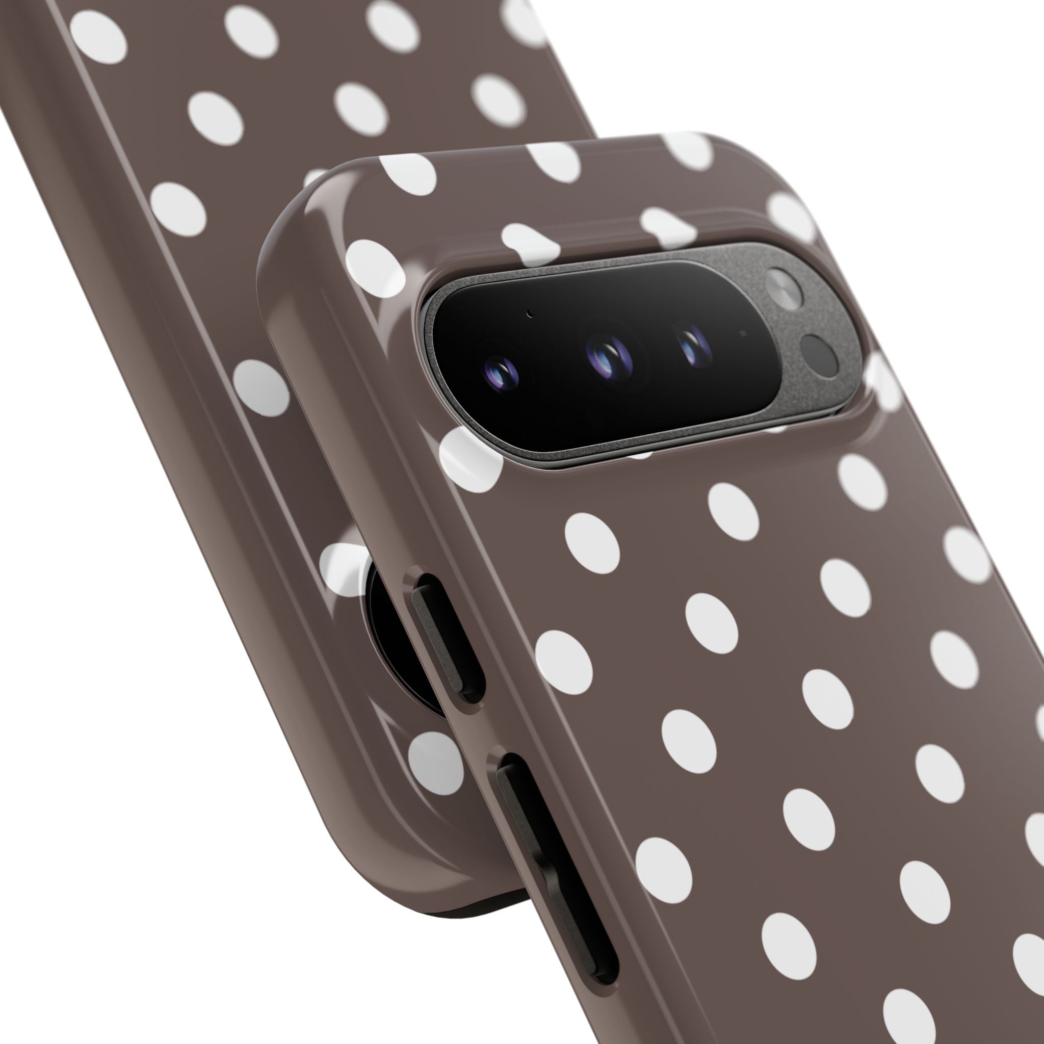 Brown & White PolkaDot Customisable Case
