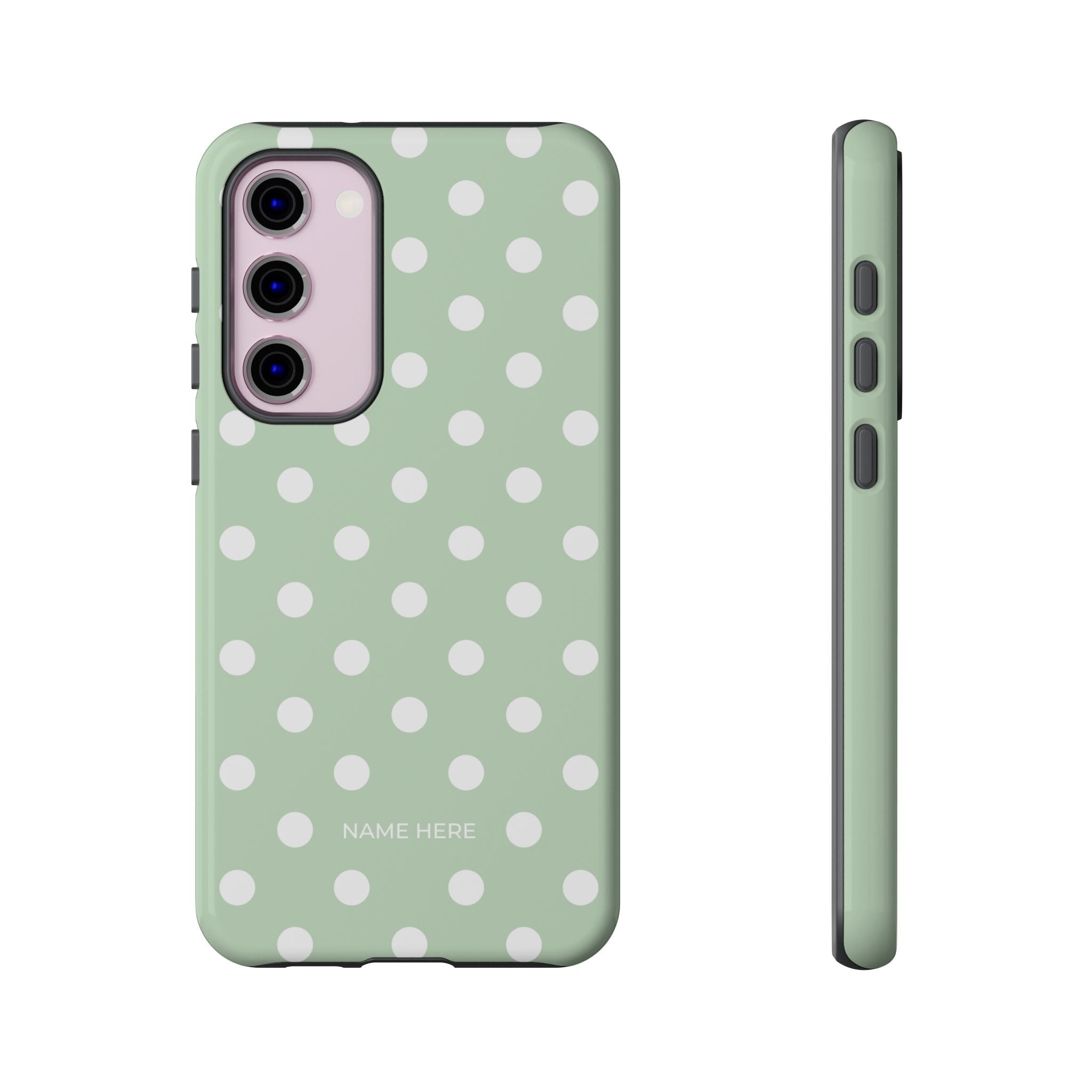 Green & White Polka Dot Customisable Case
