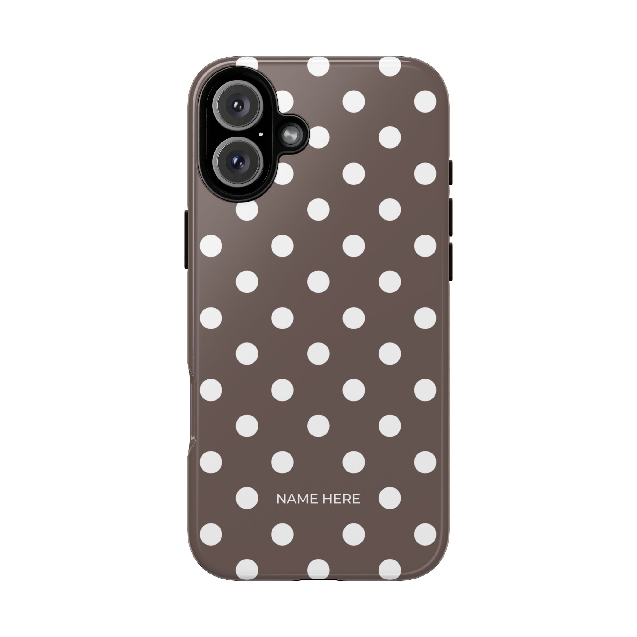 Brown & White PolkaDot Customisable Case