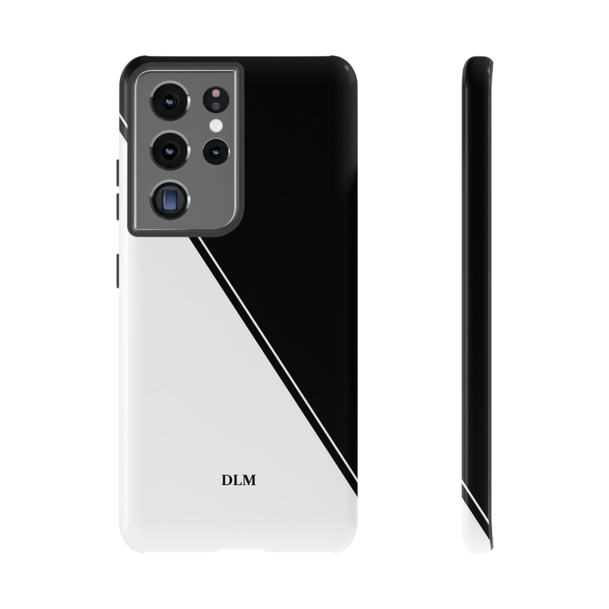 White/Black Two Tone Custom Initials Case
