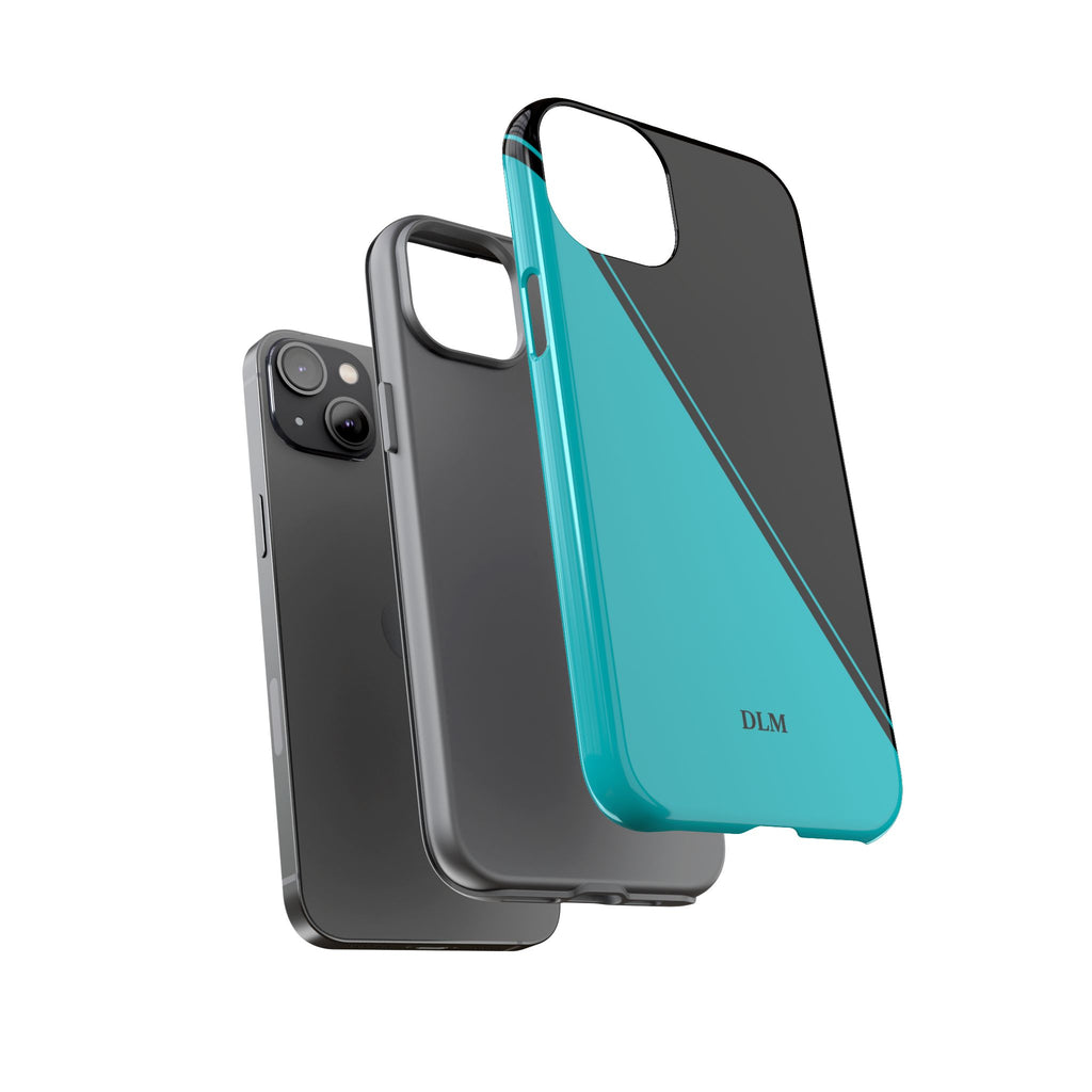 Tiffany/Black Two Tone Custom Initials Case