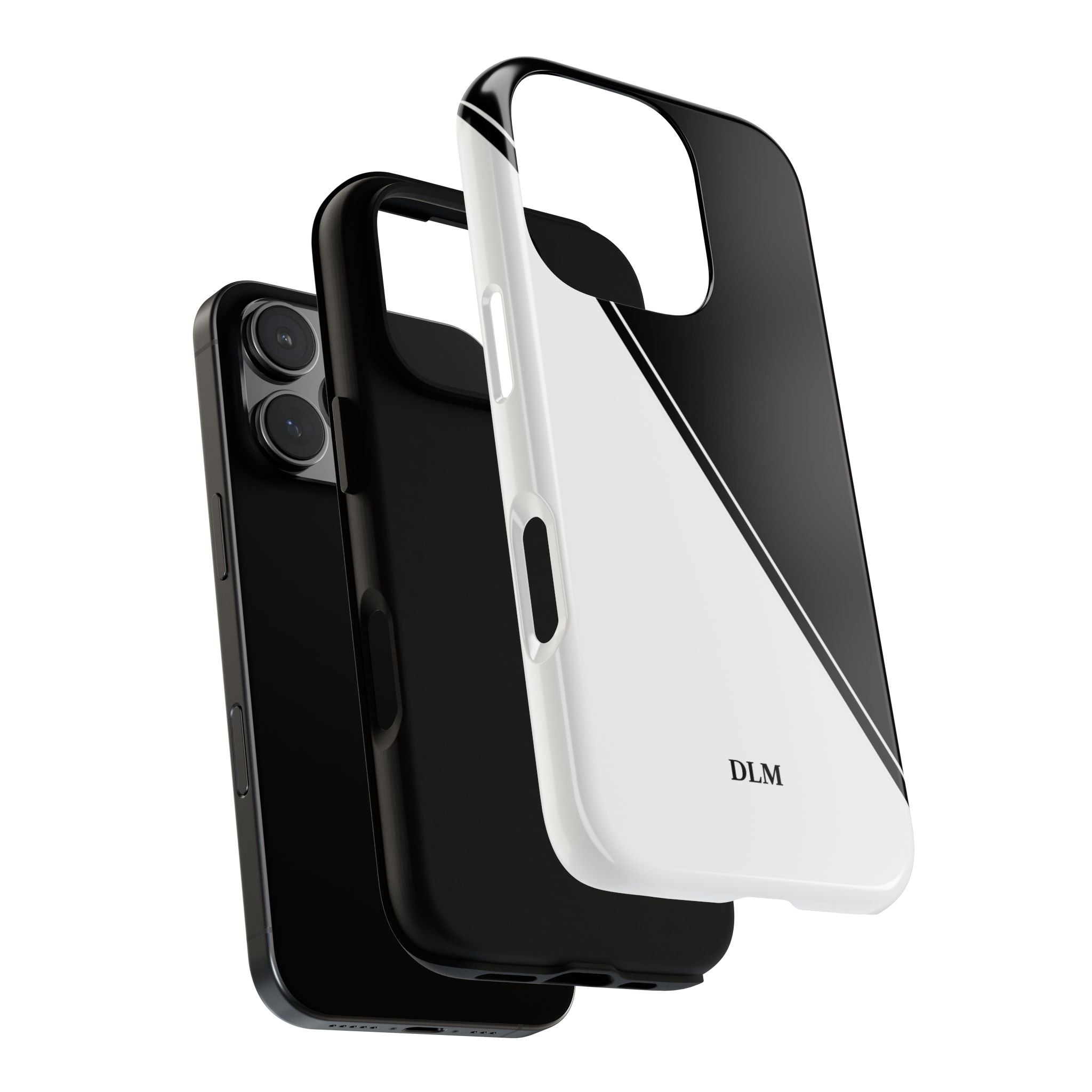 White/Black Two Tone Custom Initials Case