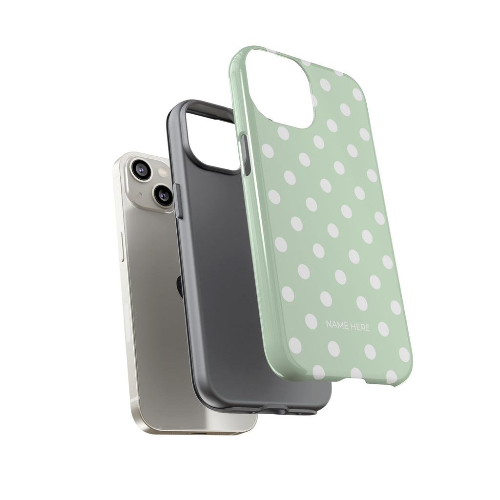 Green & White Polka Dot Customisable Case