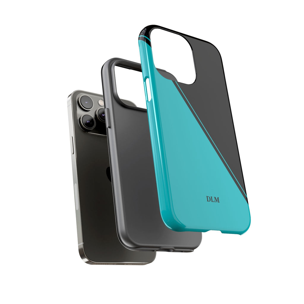 Tiffany/Black Two Tone Custom Initials Case