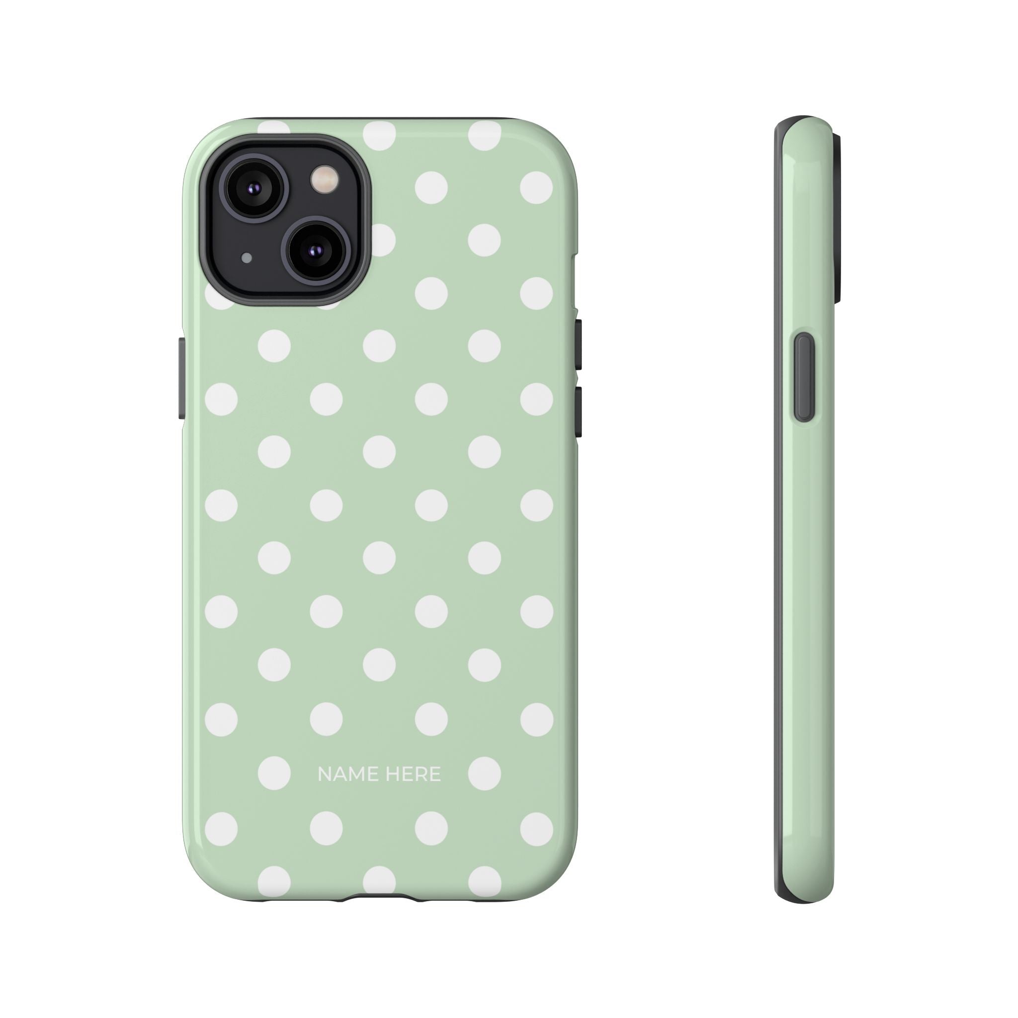 Green & White Polka Dot Customisable Case