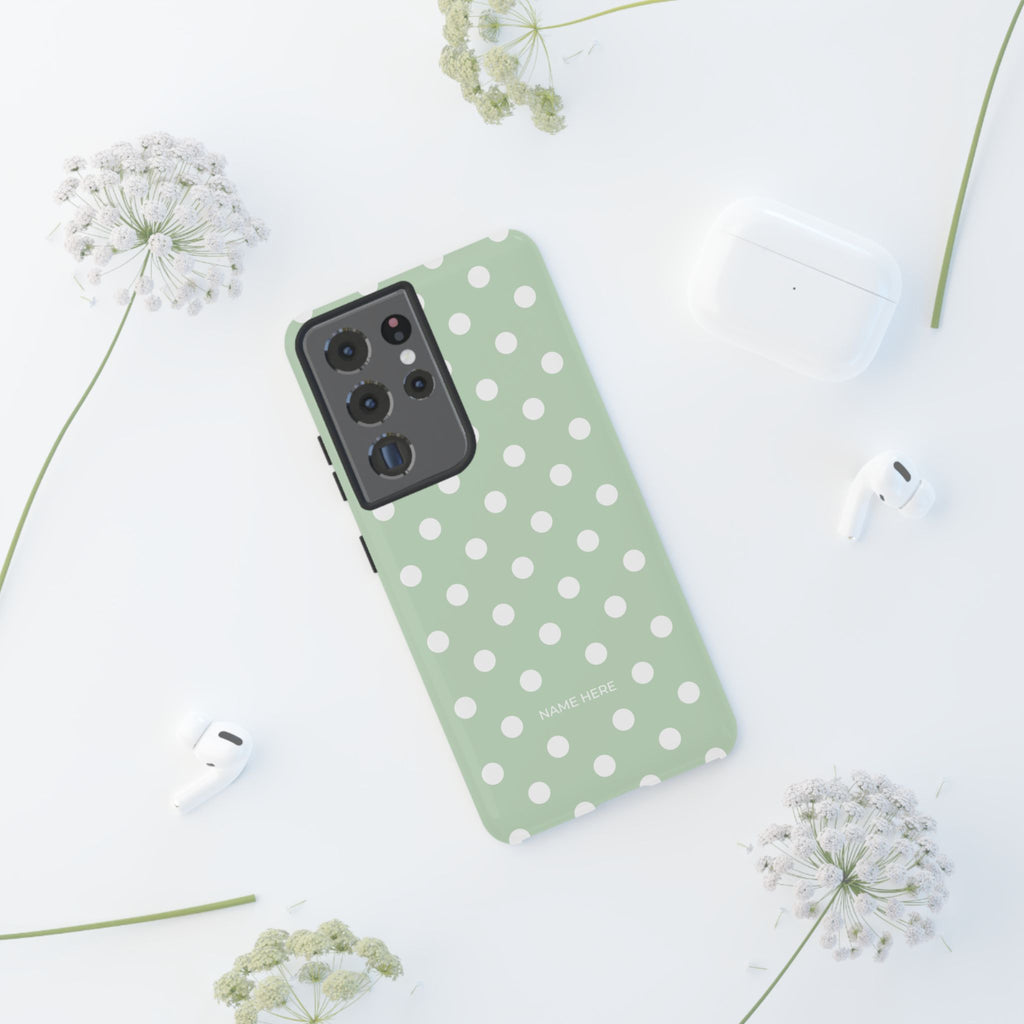 Green & White Polka Dot Customisable Case