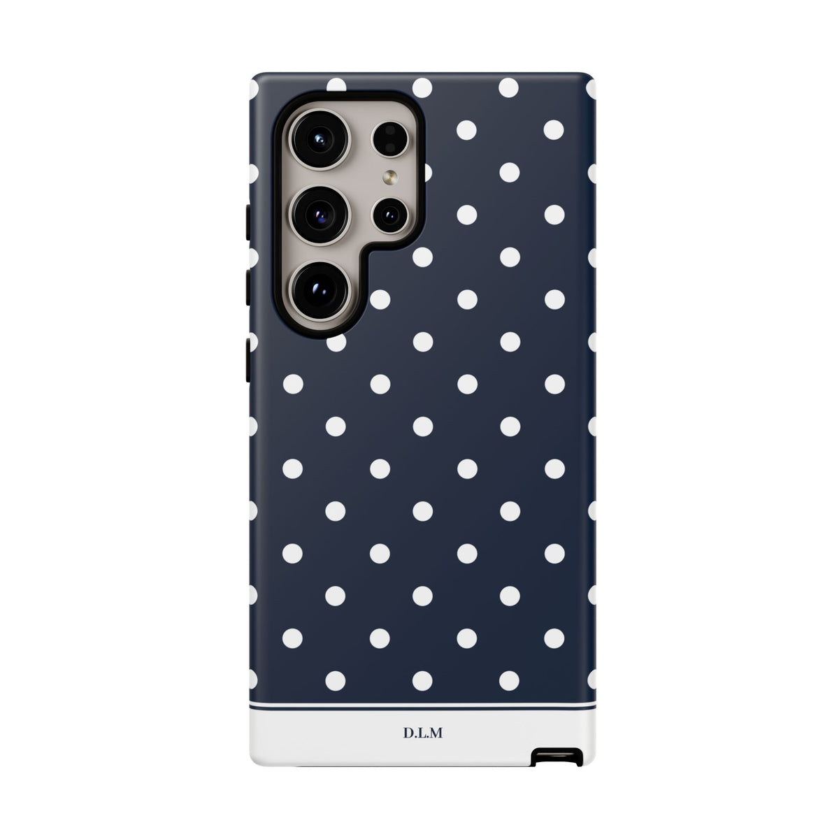 Navy Pearl Personalised Polka Dot Case