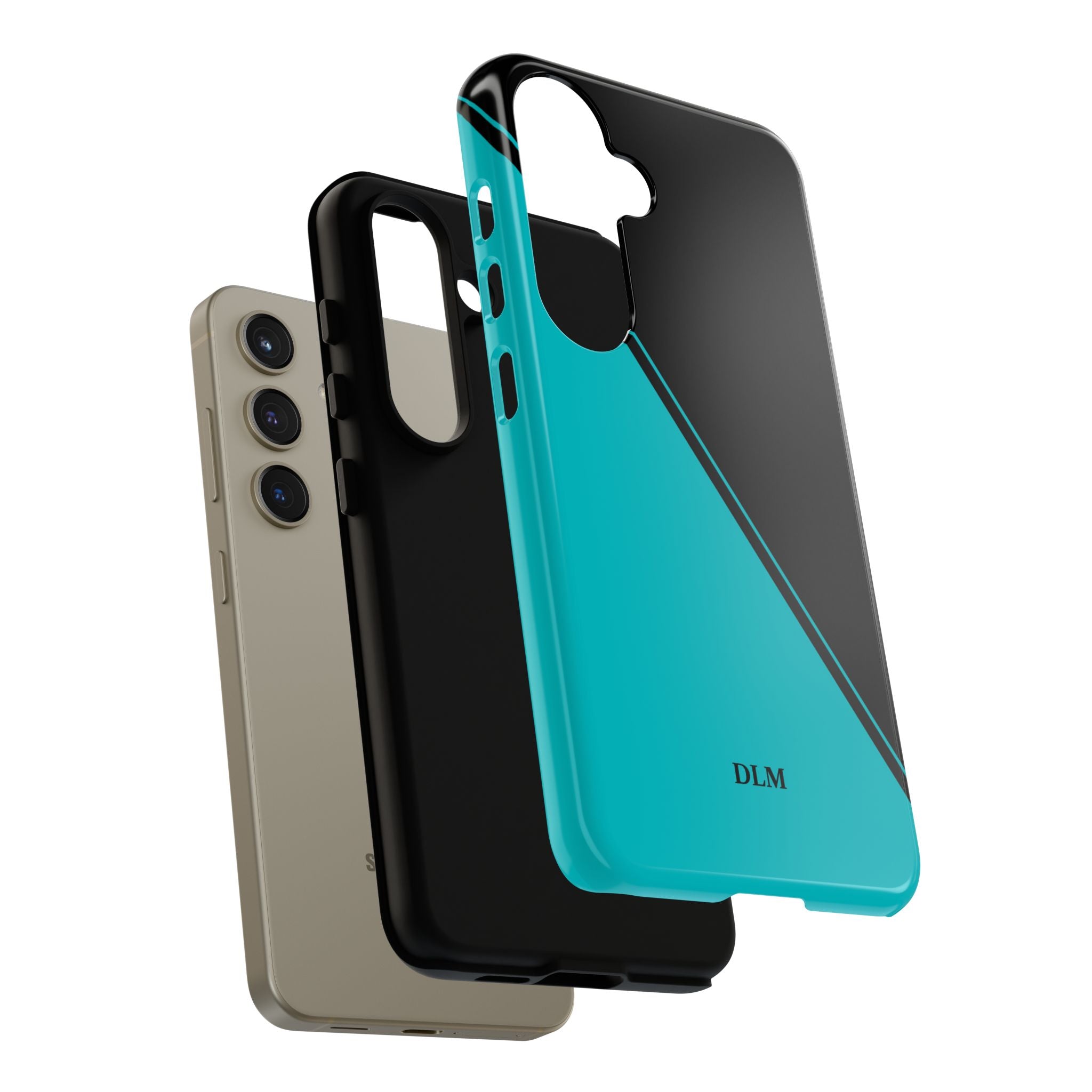 Tiffany/Black Two Tone Custom Initials Case