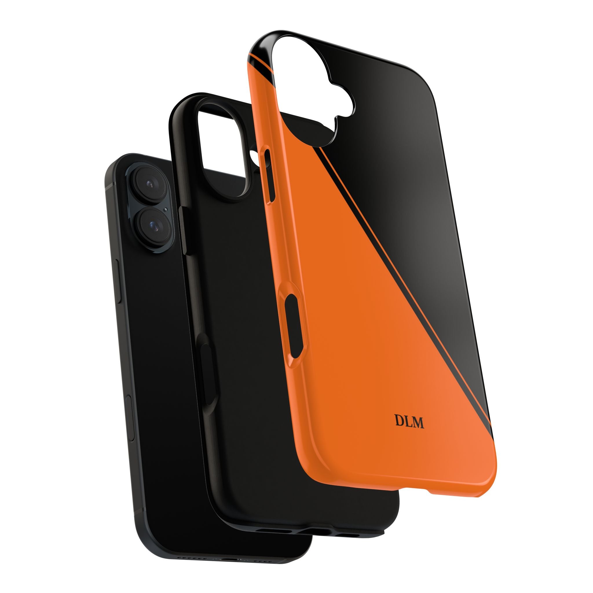 Orange/Black Two Tone Custom Initials Case