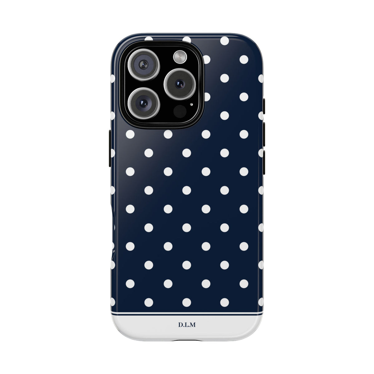 Navy Pearl Personalised Polka Dot Case