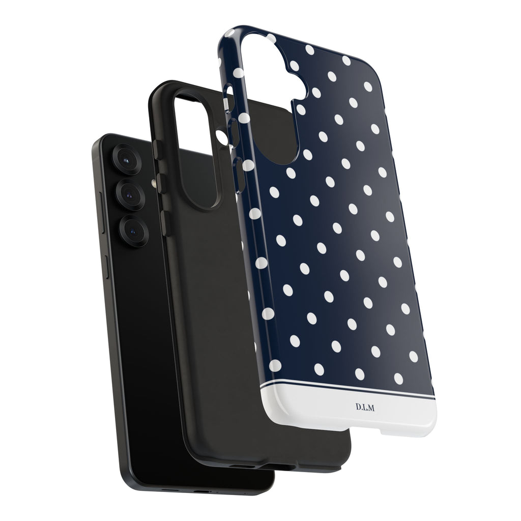 Navy Pearl Personalised Polka Dot Case