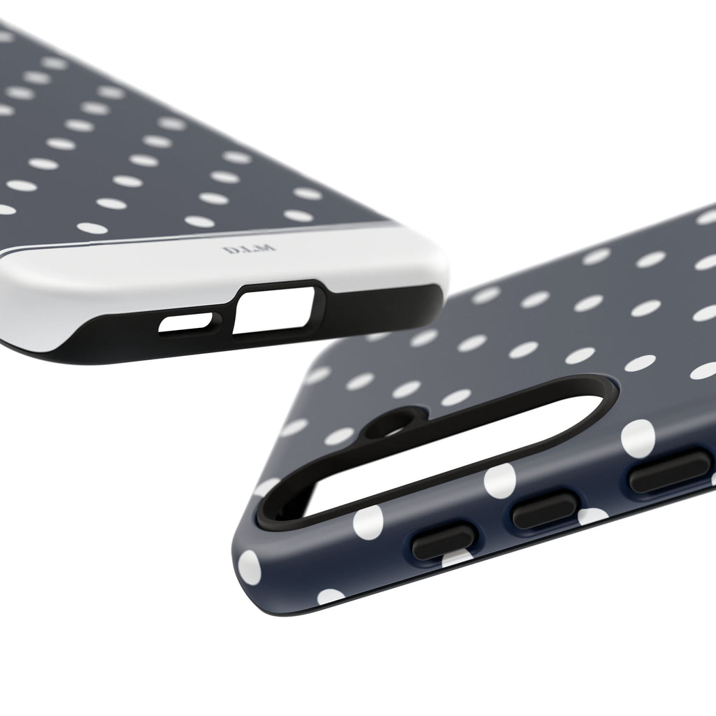 Navy Pearl Personalised Polka Dot Case