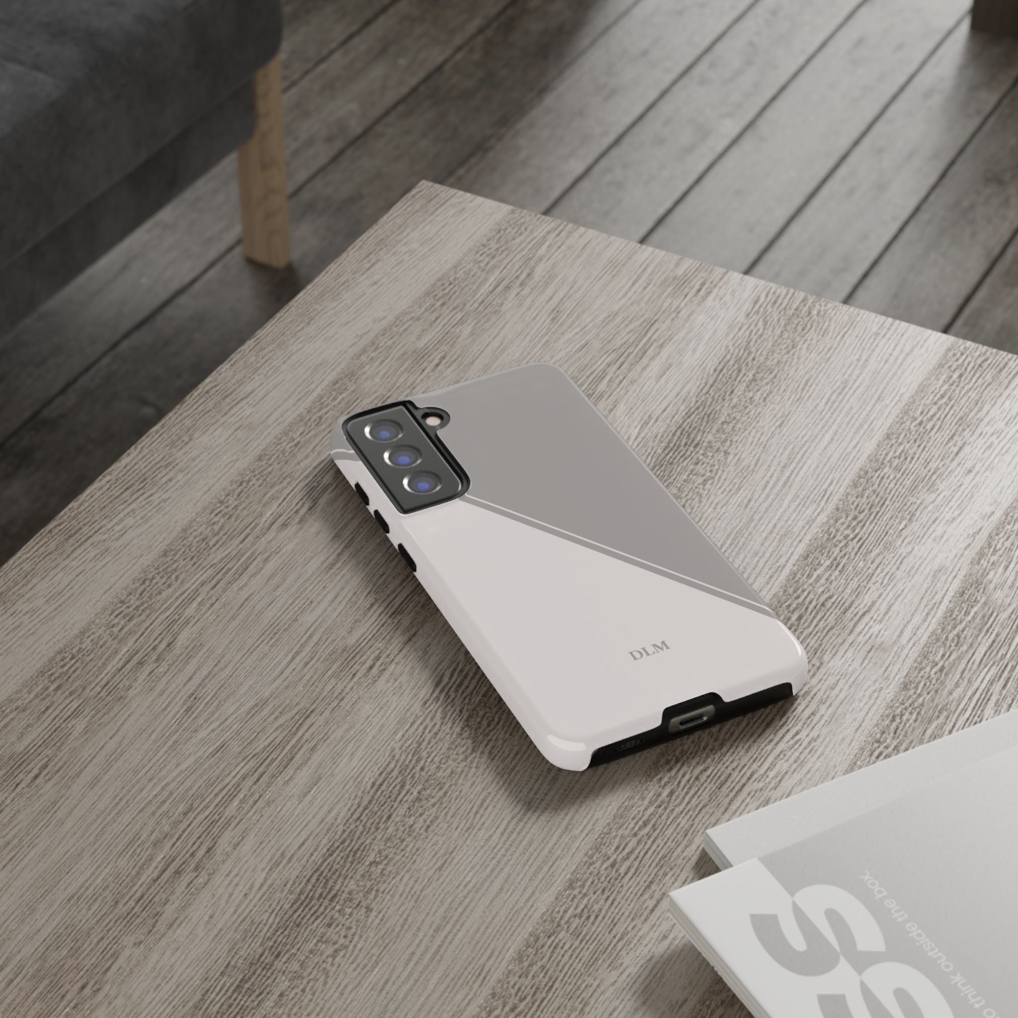 Grey Two Tone Case Custom Initials Case